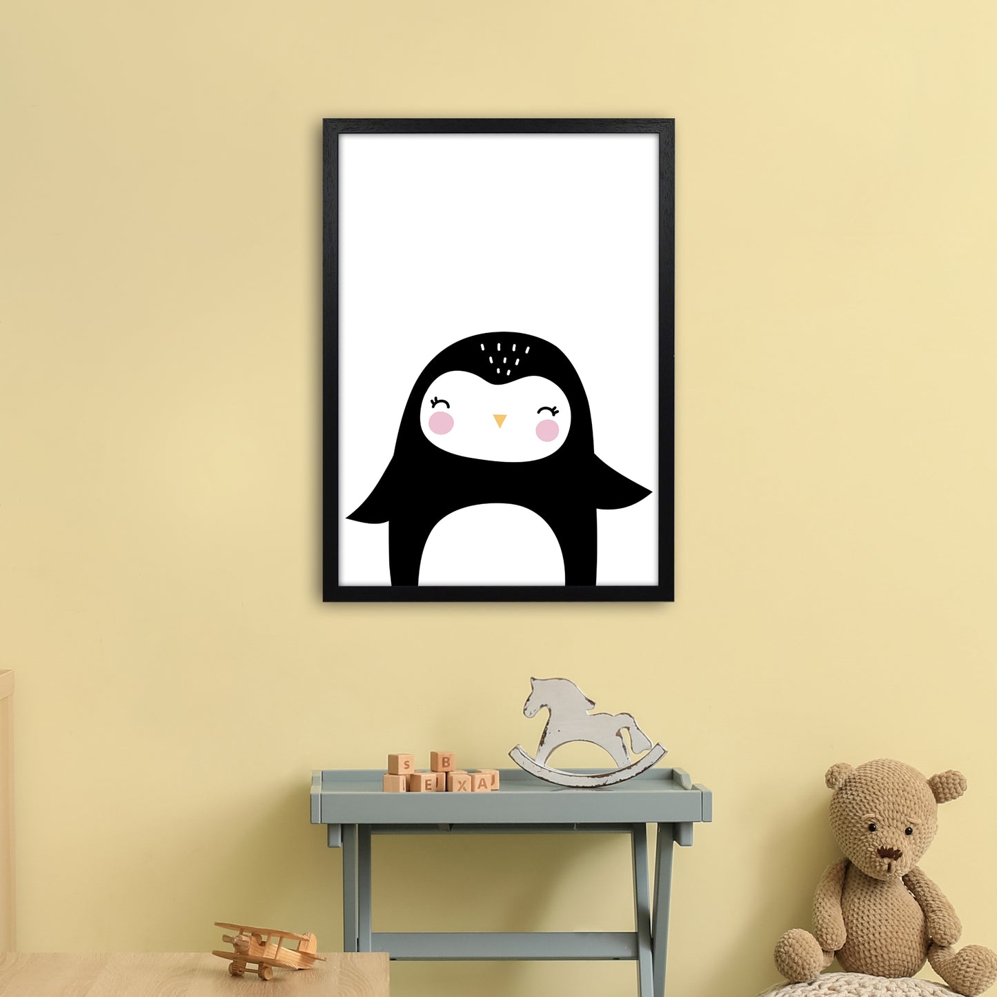 Penguin Art Print by Pixy Paper A2 White Frame