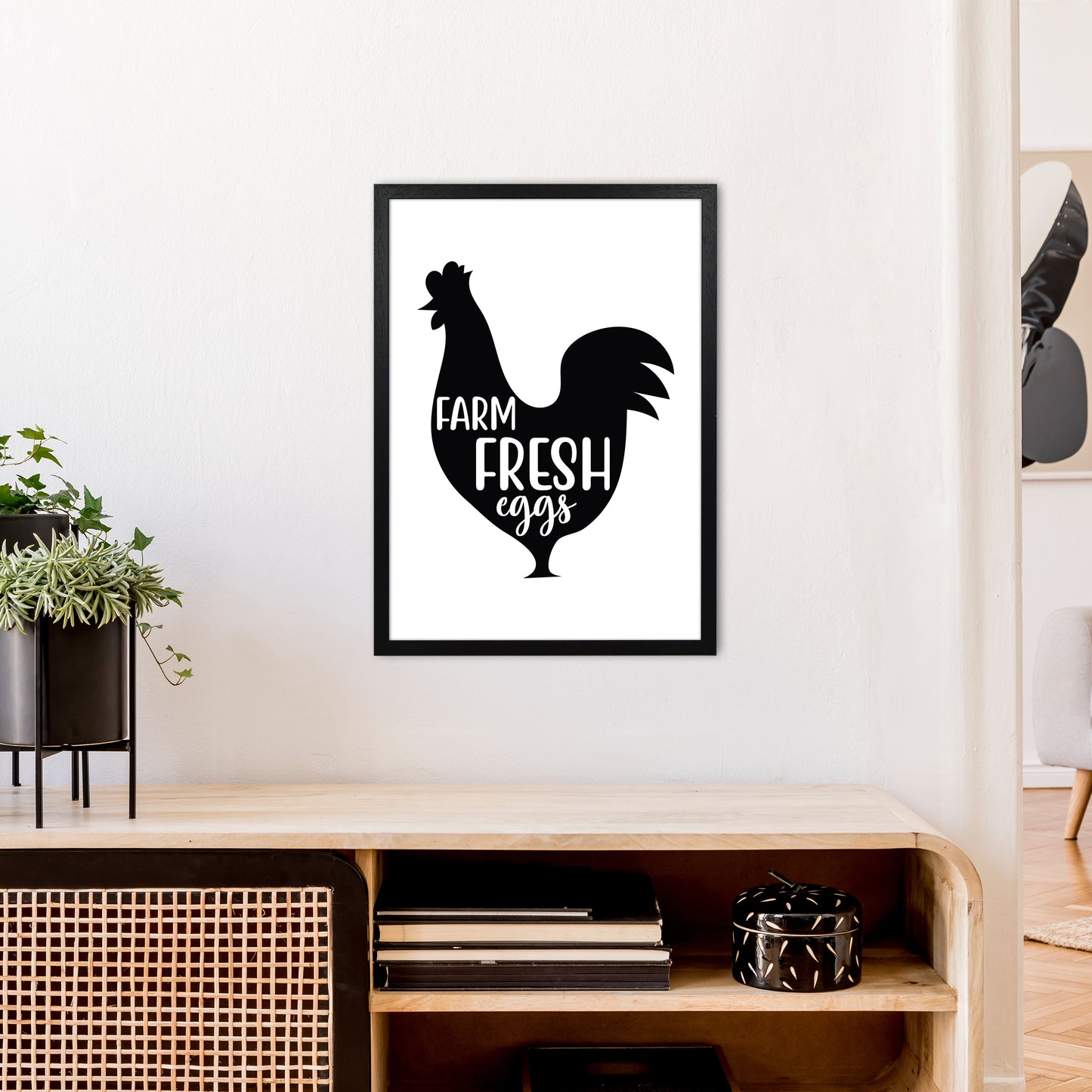 Farm Fresh Eggs Art Print by Pixy Paper A2 White Frame