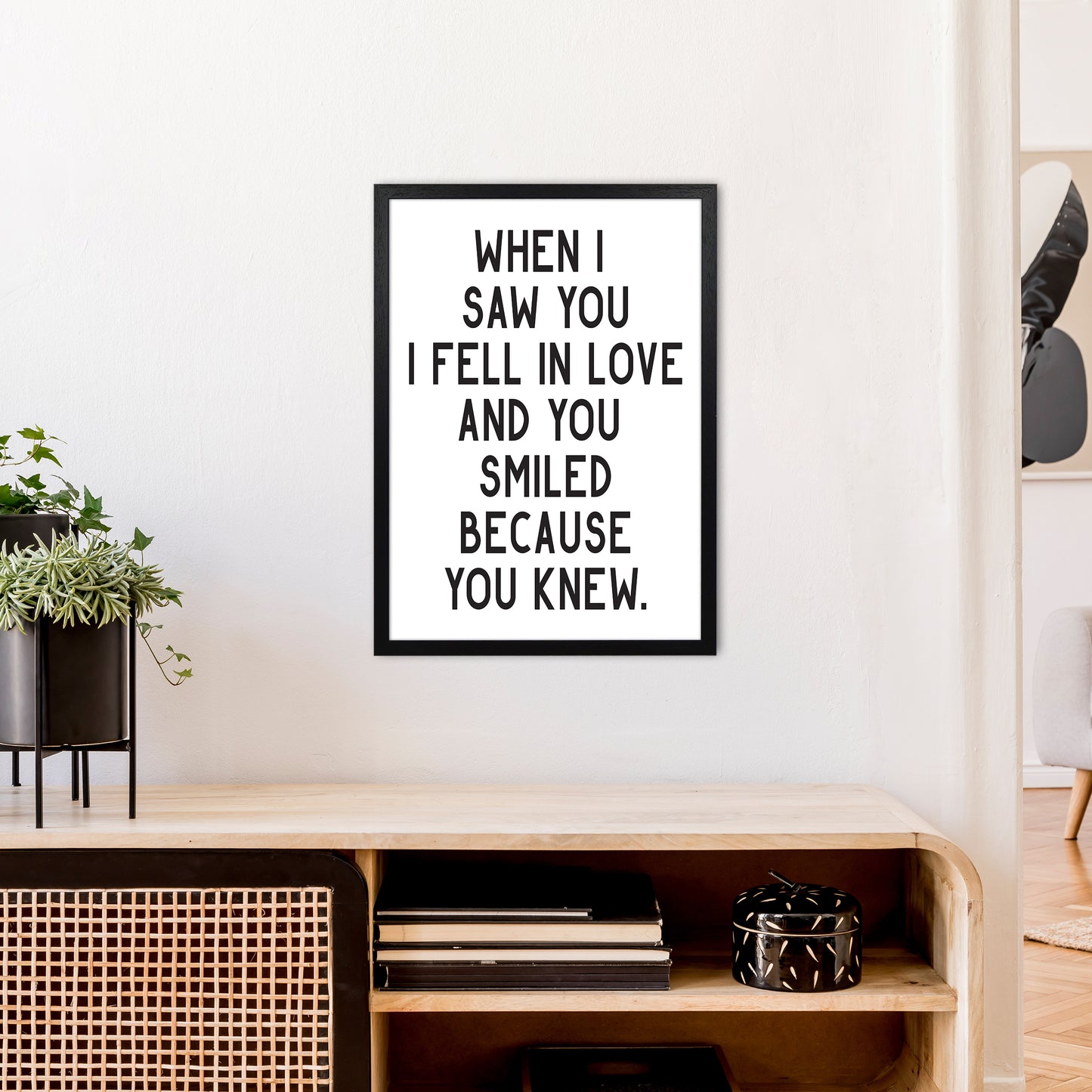 When I Saw You I Fell In Love Art Print by Pixy Paper A2 White Frame