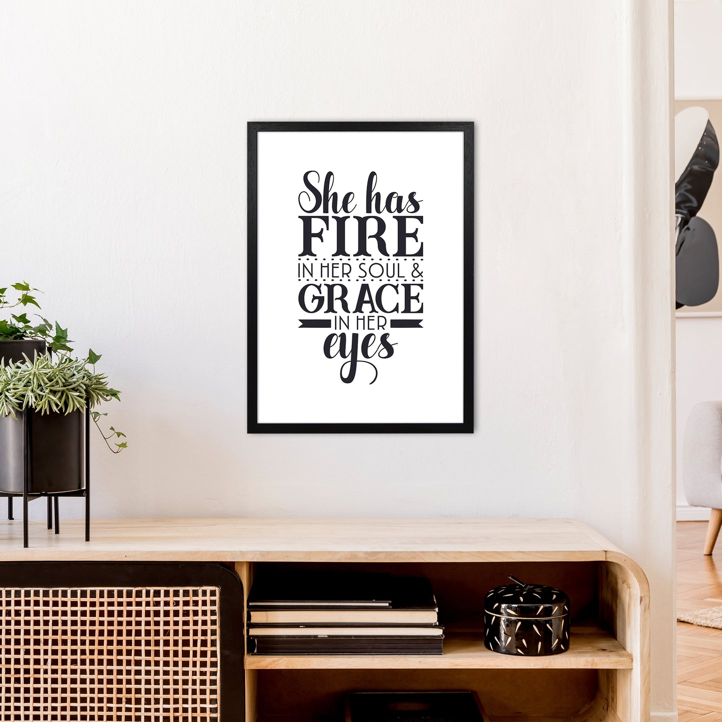 She Has Fire In Her Soul Art Print by Pixy Paper A2 White Frame