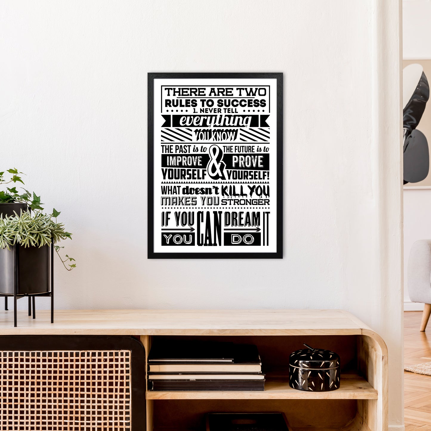 Rules To Success Vintage Art Print by Pixy Paper A2 White Frame