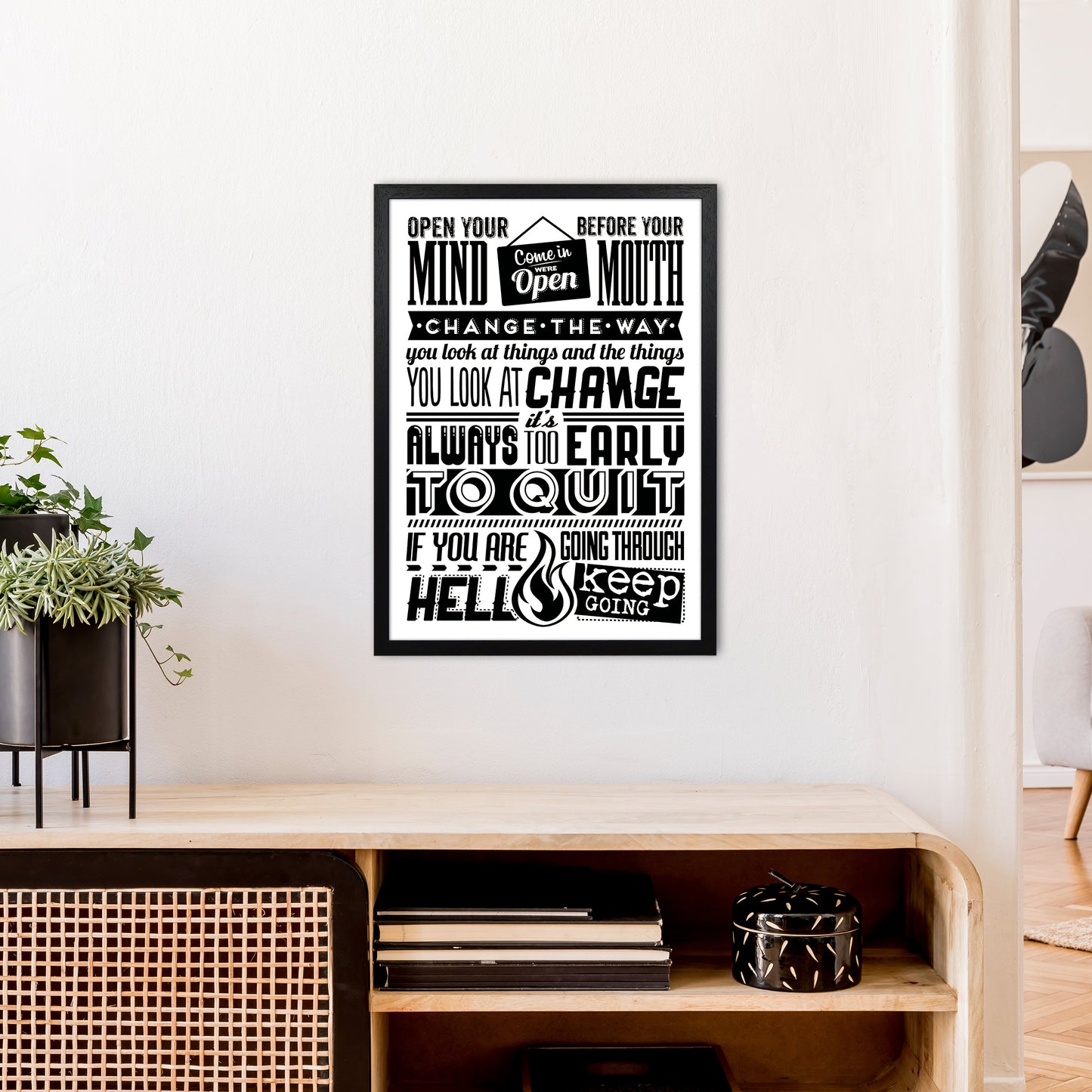 Open Your Mind Vintage Art Print by Pixy Paper A2 White Frame