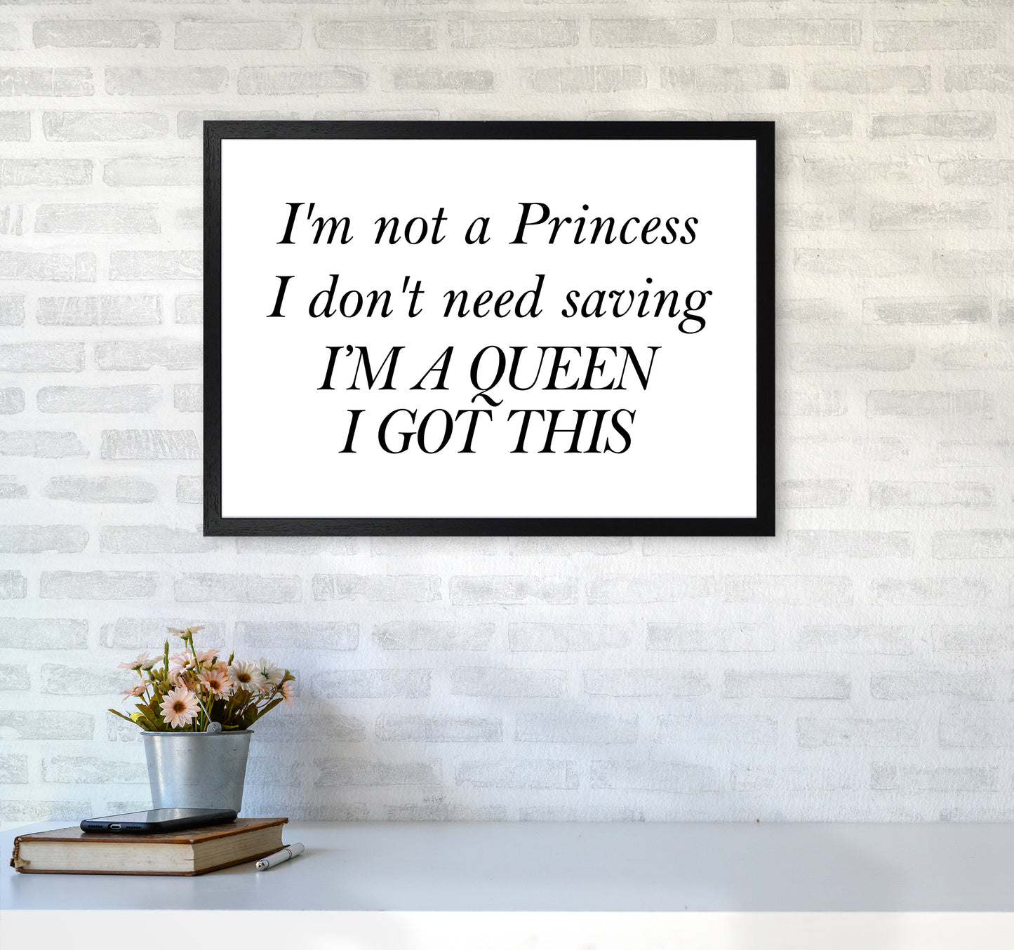 I'M Not A Princess Art Print by Pixy Paper A2 White Frame