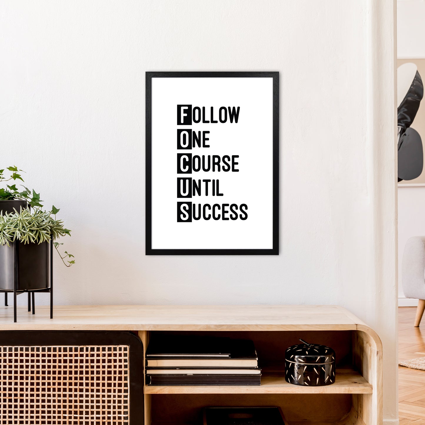 Focus Black Art Print by Pixy Paper A2 White Frame