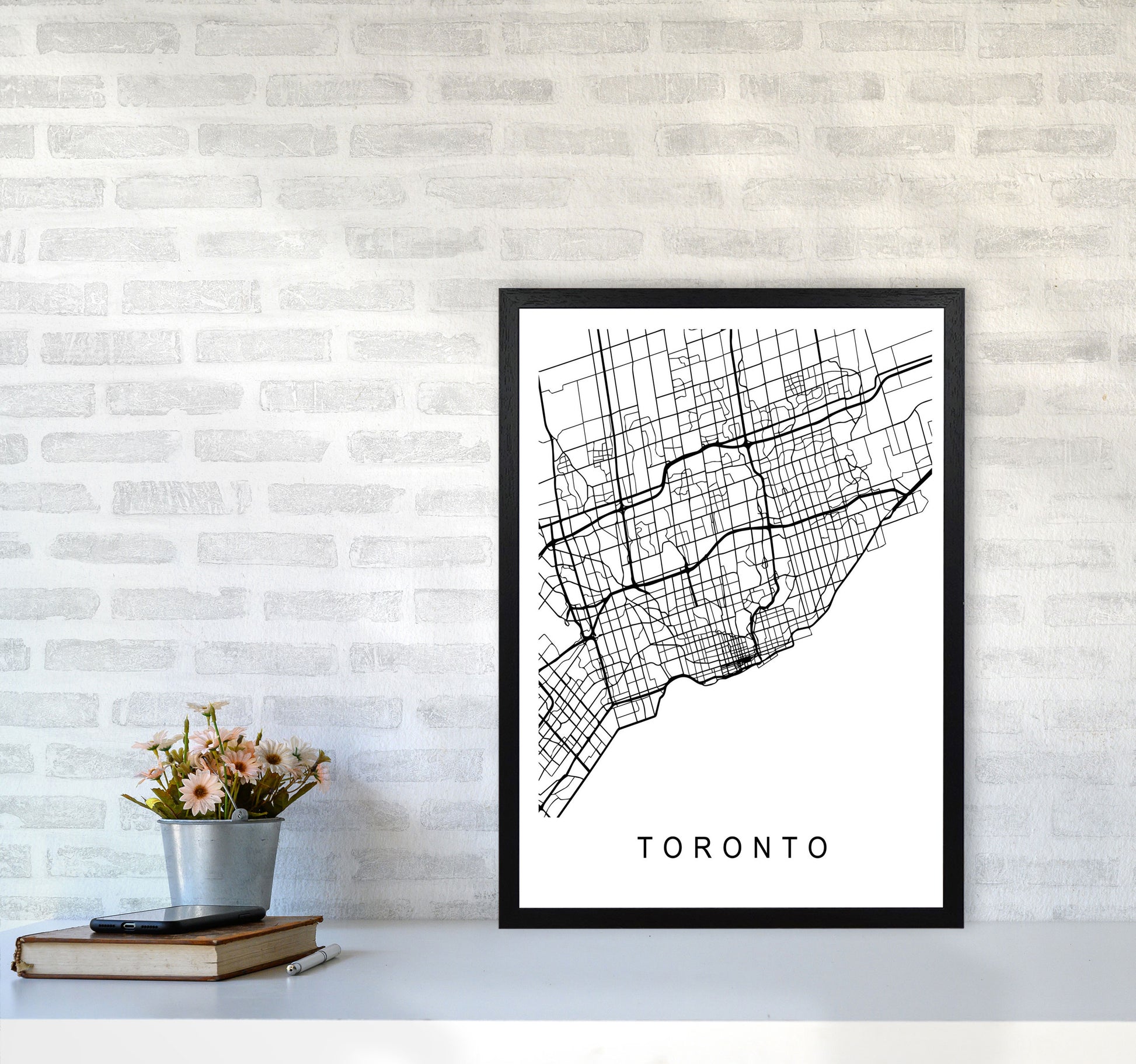 Toronto Map Art Print by Pixy Paper A2 White Frame
