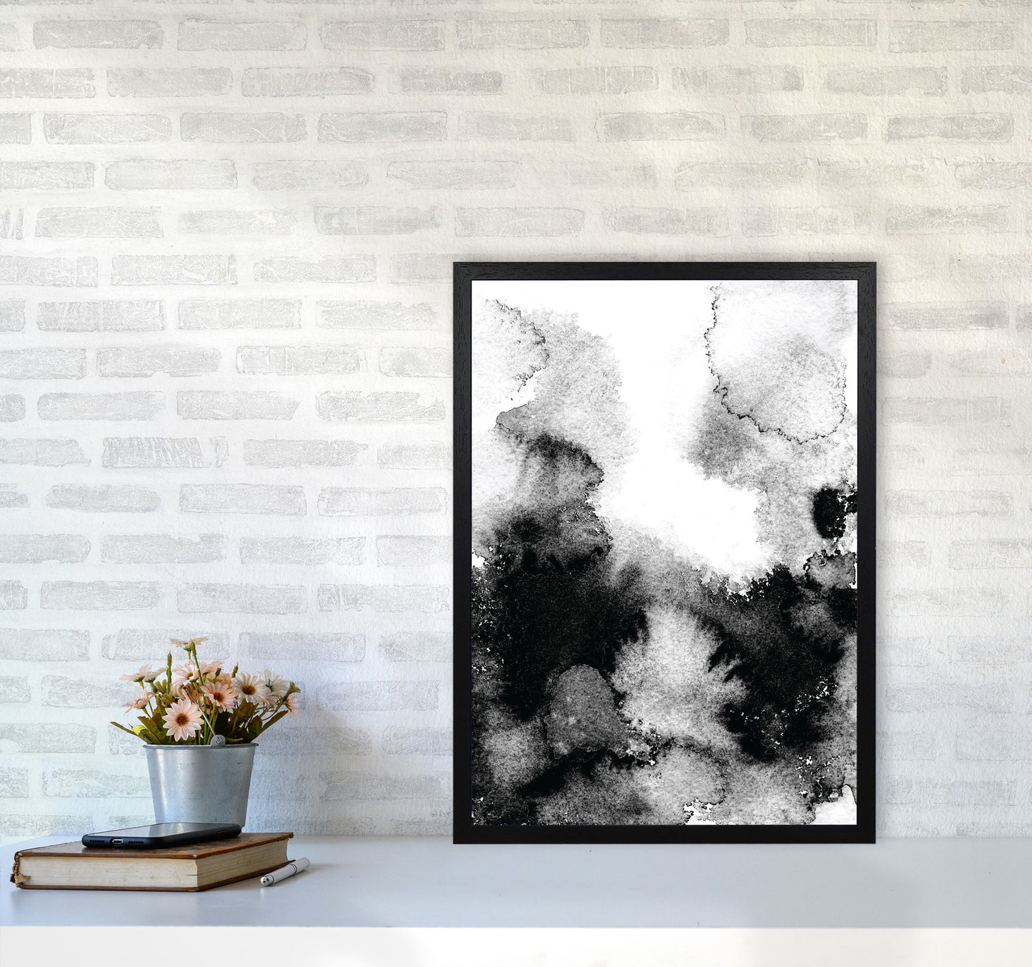 Majestic Monochrome Watercolour 12 Art Print by Pixy Paper A2 White Frame