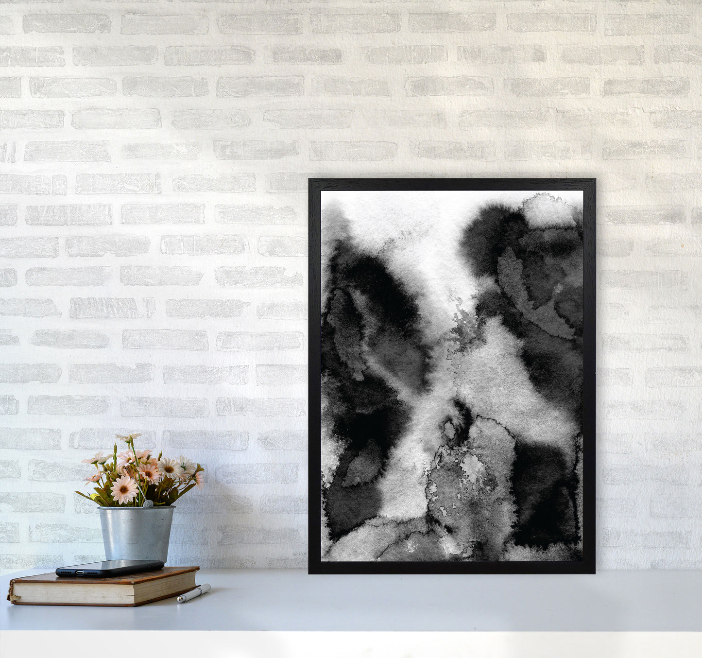 Majestic Monochrome Watercolour 11 Art Print by Pixy Paper A2 White Frame