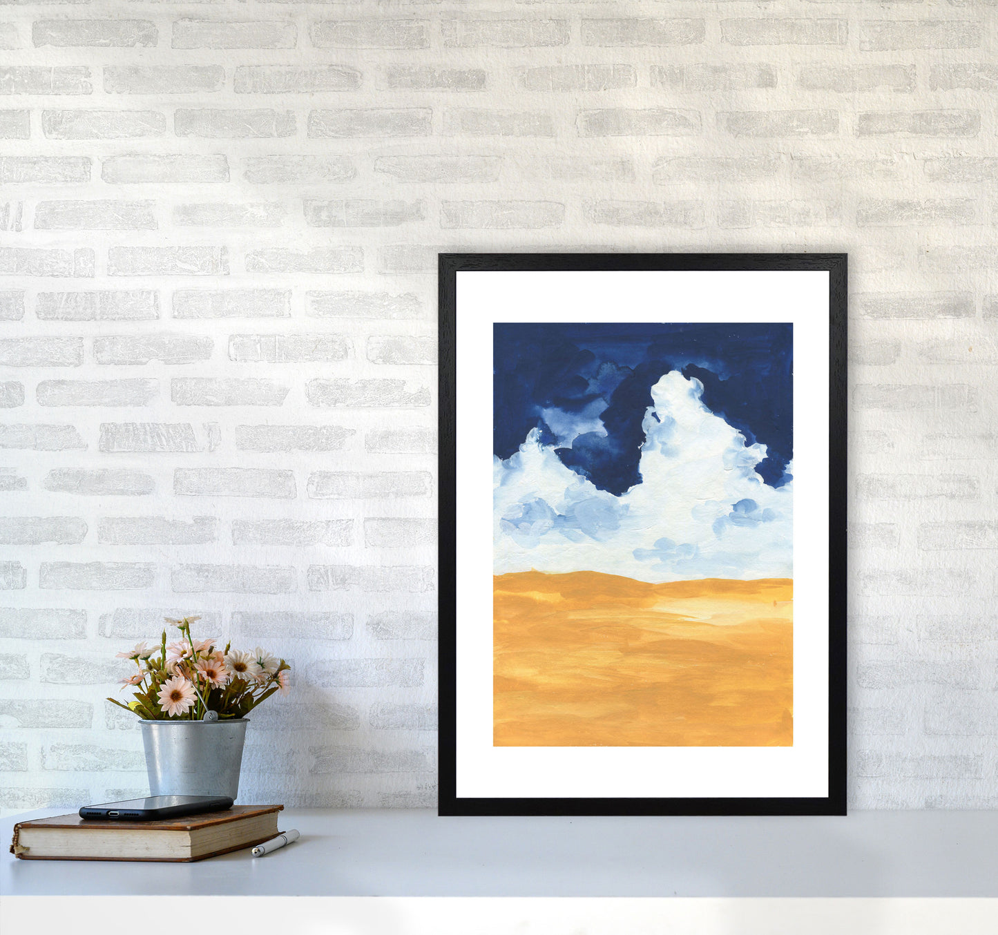 Horizon Abstract Clouds Art Print by Pixy Paper A2 White Frame