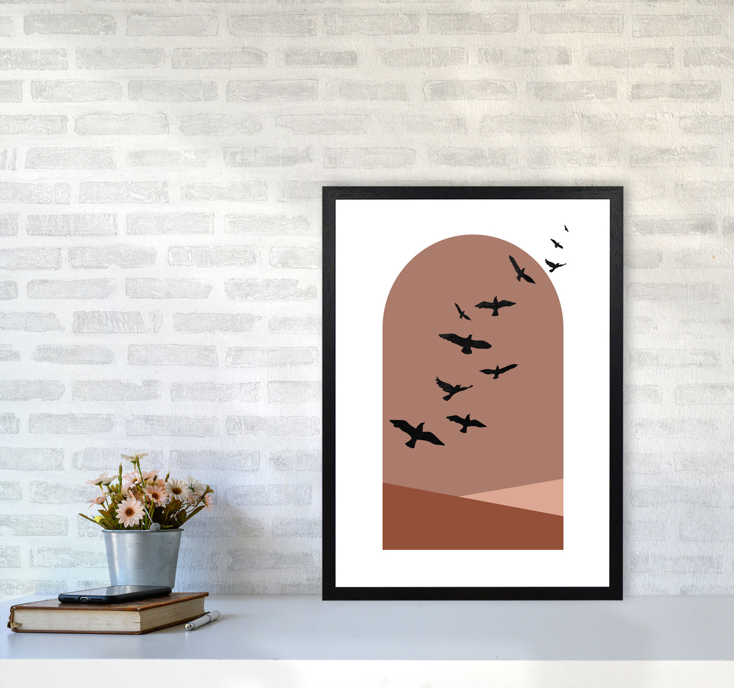 Autumn Saffron abstract Art Print by Pixy Paper A2 White Frame