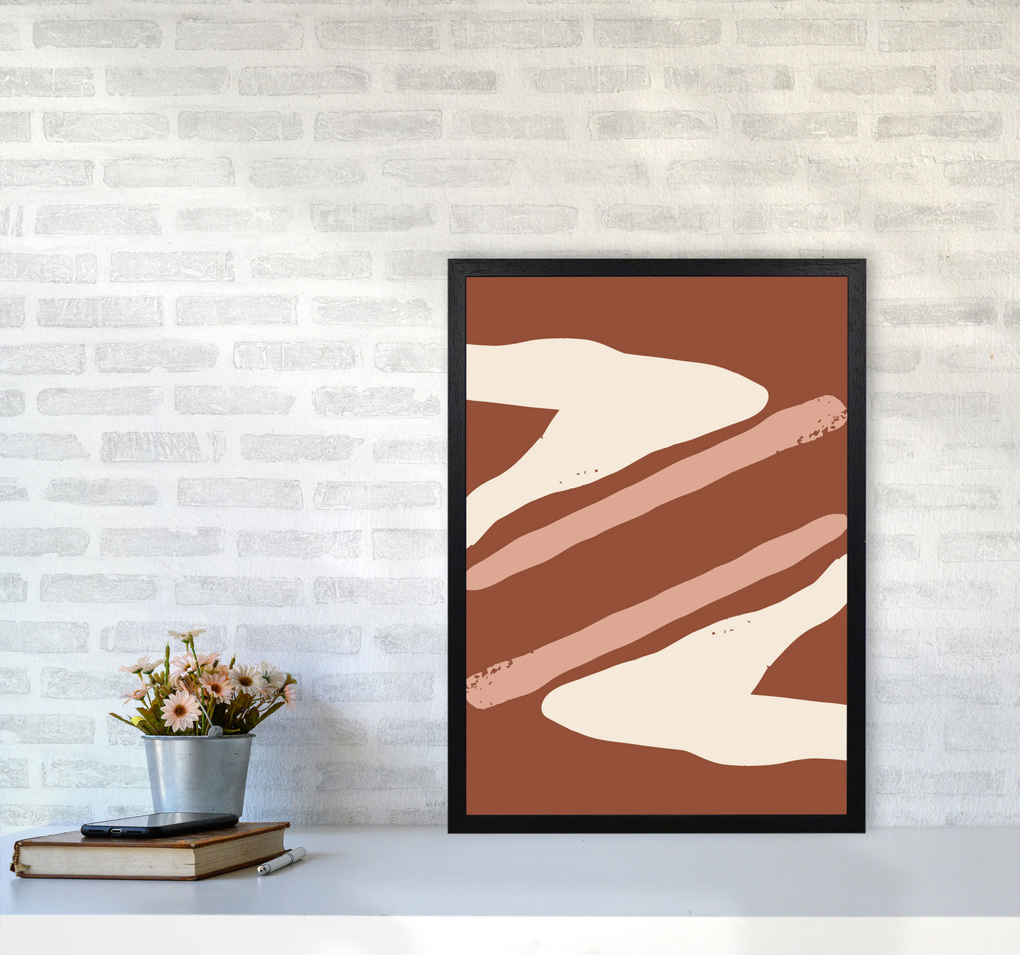Autumn Hazel abstract Art Print by Pixy Paper A2 White Frame