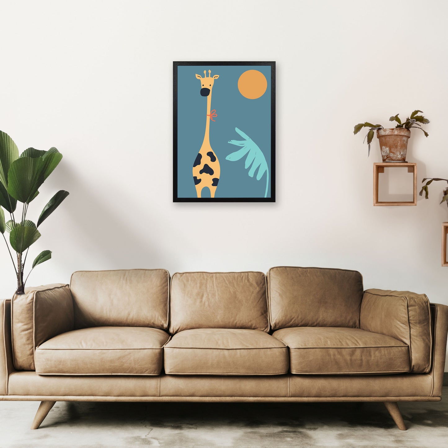 Giraffe Neutral kids Art Print by Pixy Paper A2 White Frame