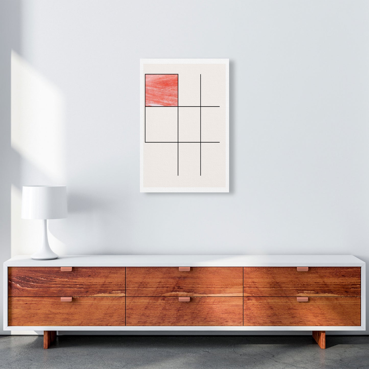 Abstract Red Crayon Geo 1 Modern Print A2 Canvas