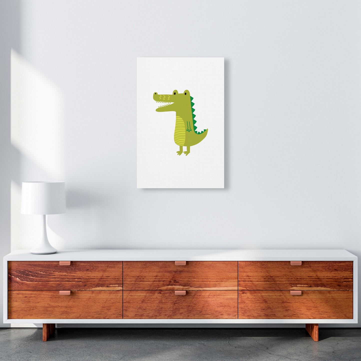 Children's Animals, Alligator Modern Print A2 Canvas