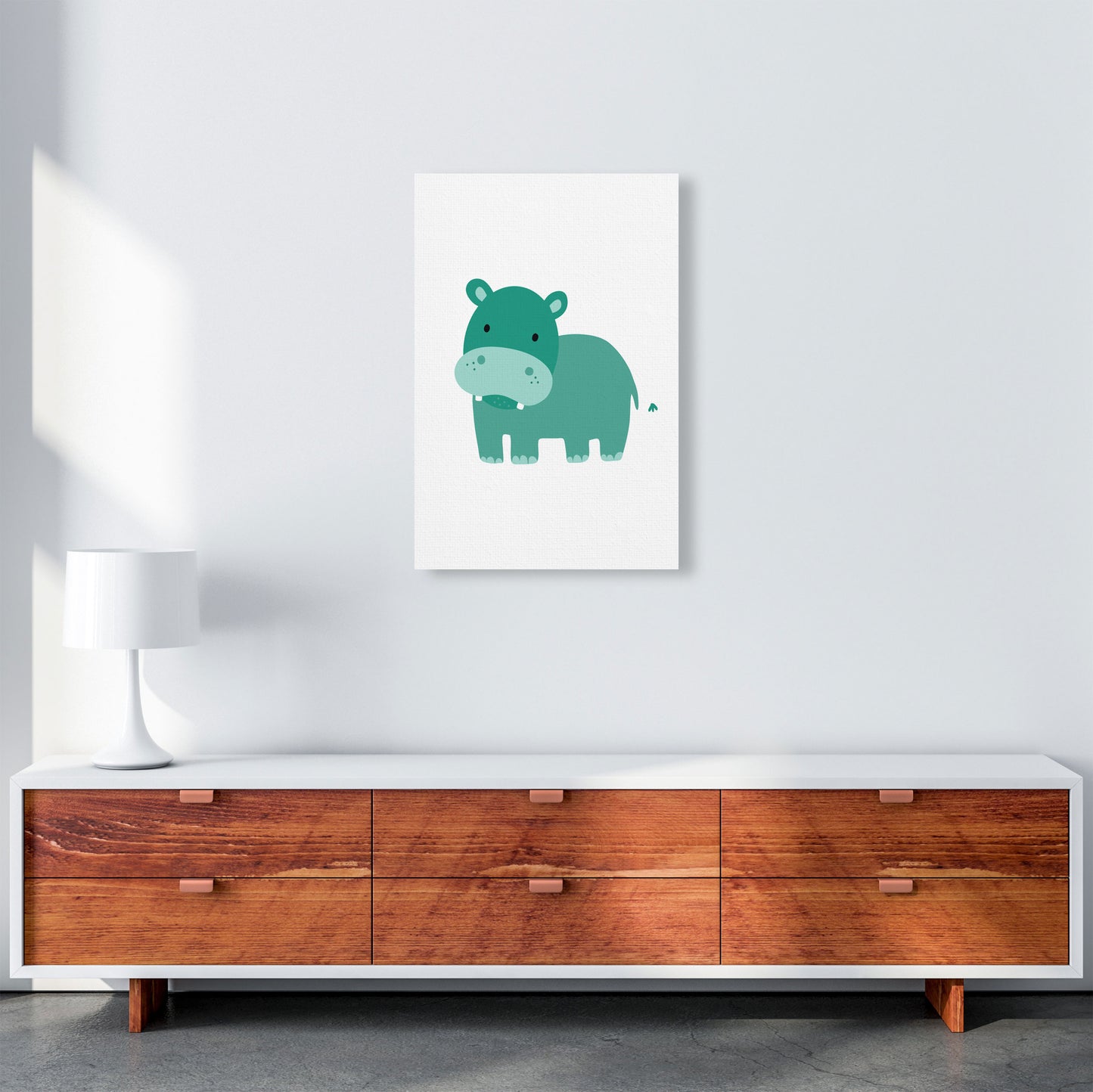 Children's Animals, Hippo Modern Print A2 Canvas