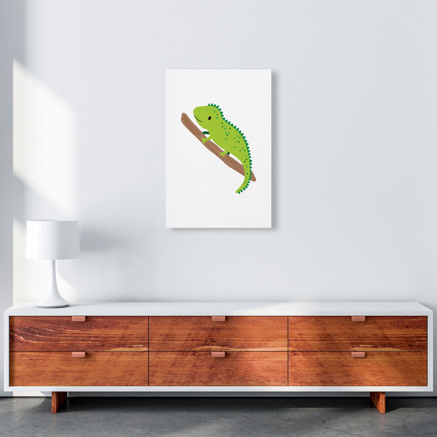 Children's Animals, Iguana Modern Print A2 Canvas