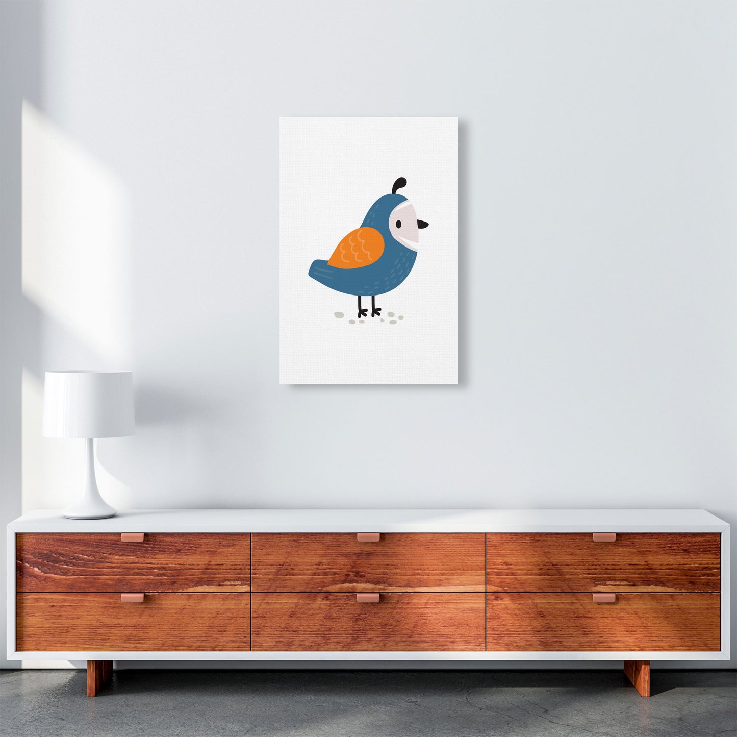 Children's Animals, Quail Modern Print A2 Canvas