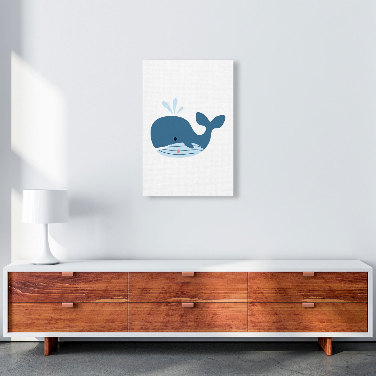 Children's Animals, Whale Modern Print A2 Canvas