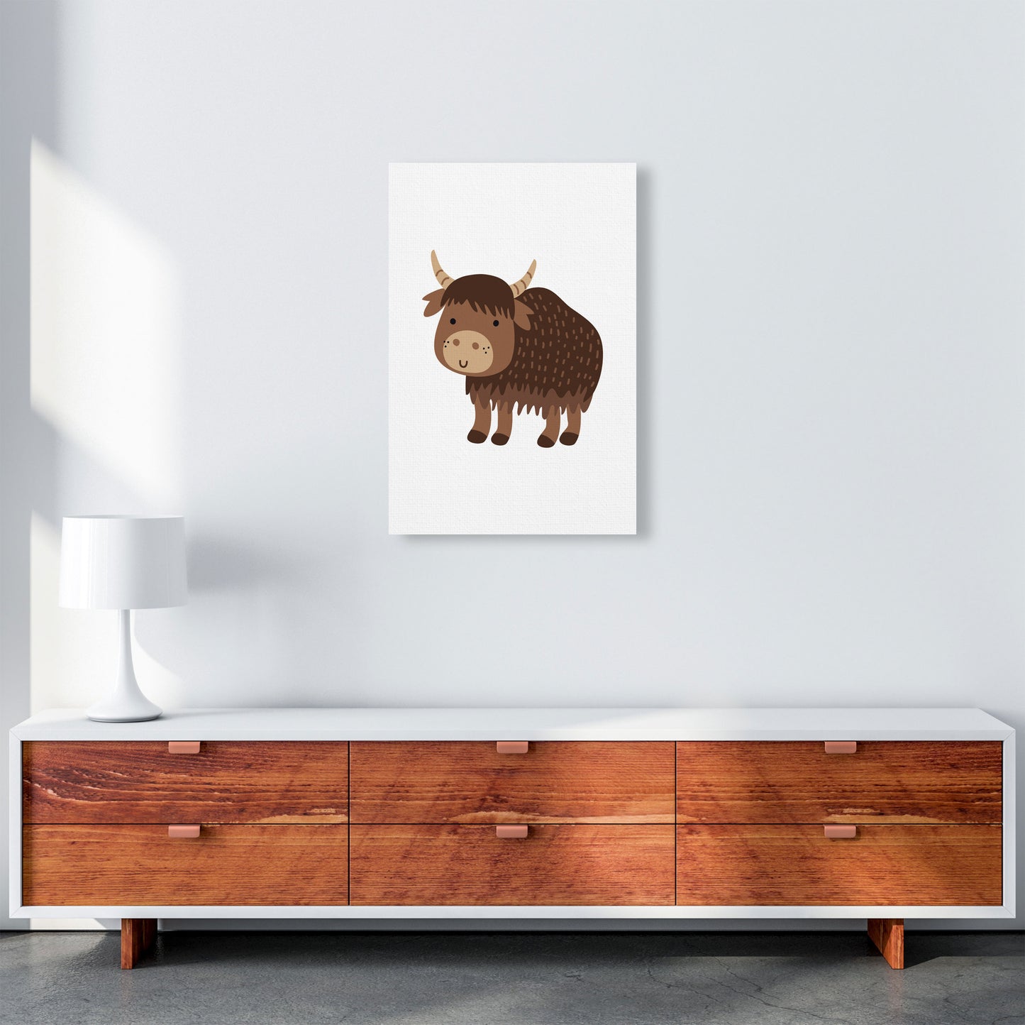 Children's Animals, Yak Modern Print A2 Canvas