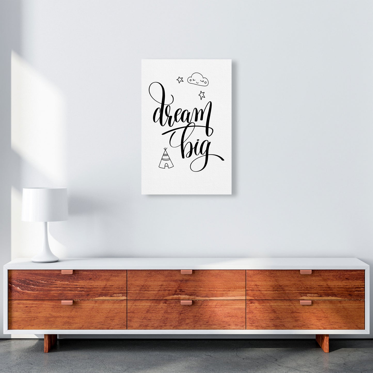 Dream Big Black Framed Nursey Wall Art Print A2 Canvas