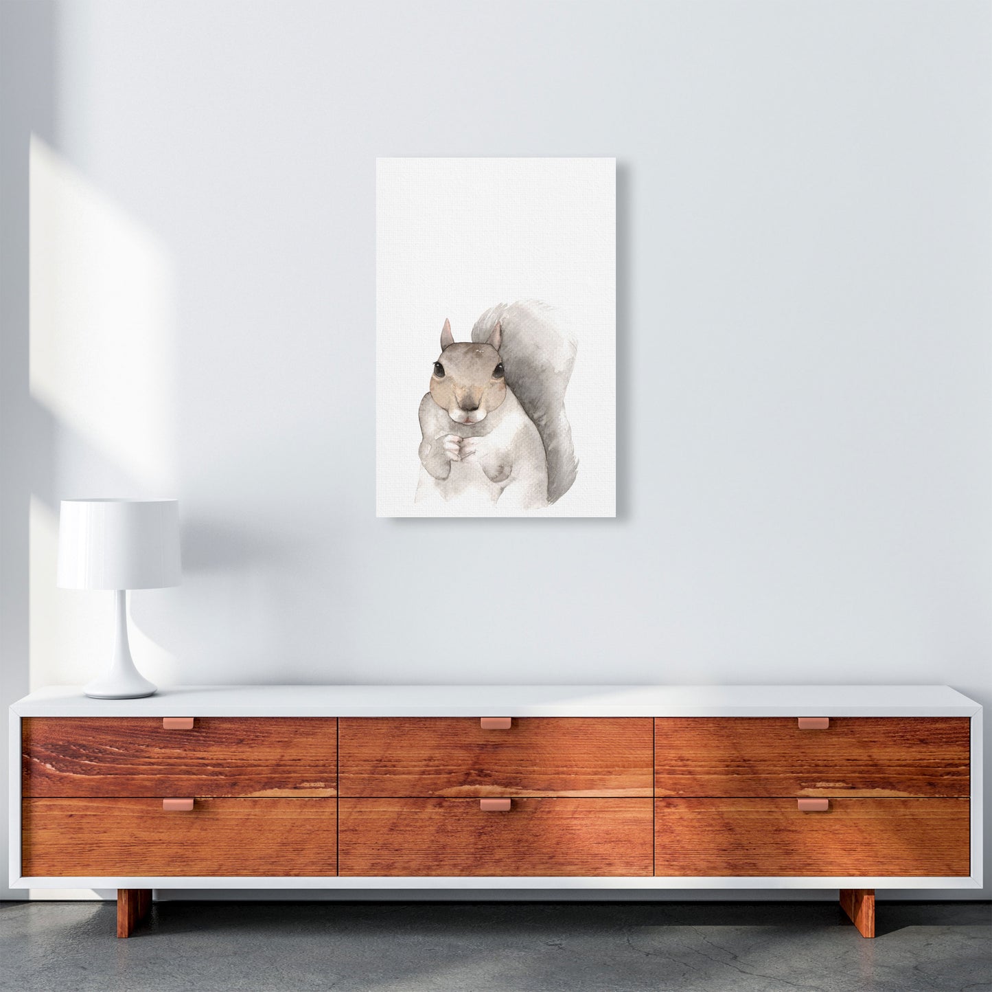 Forest Friends, Cute Squirrel Modern Print Animal Art Print A2 Canvas