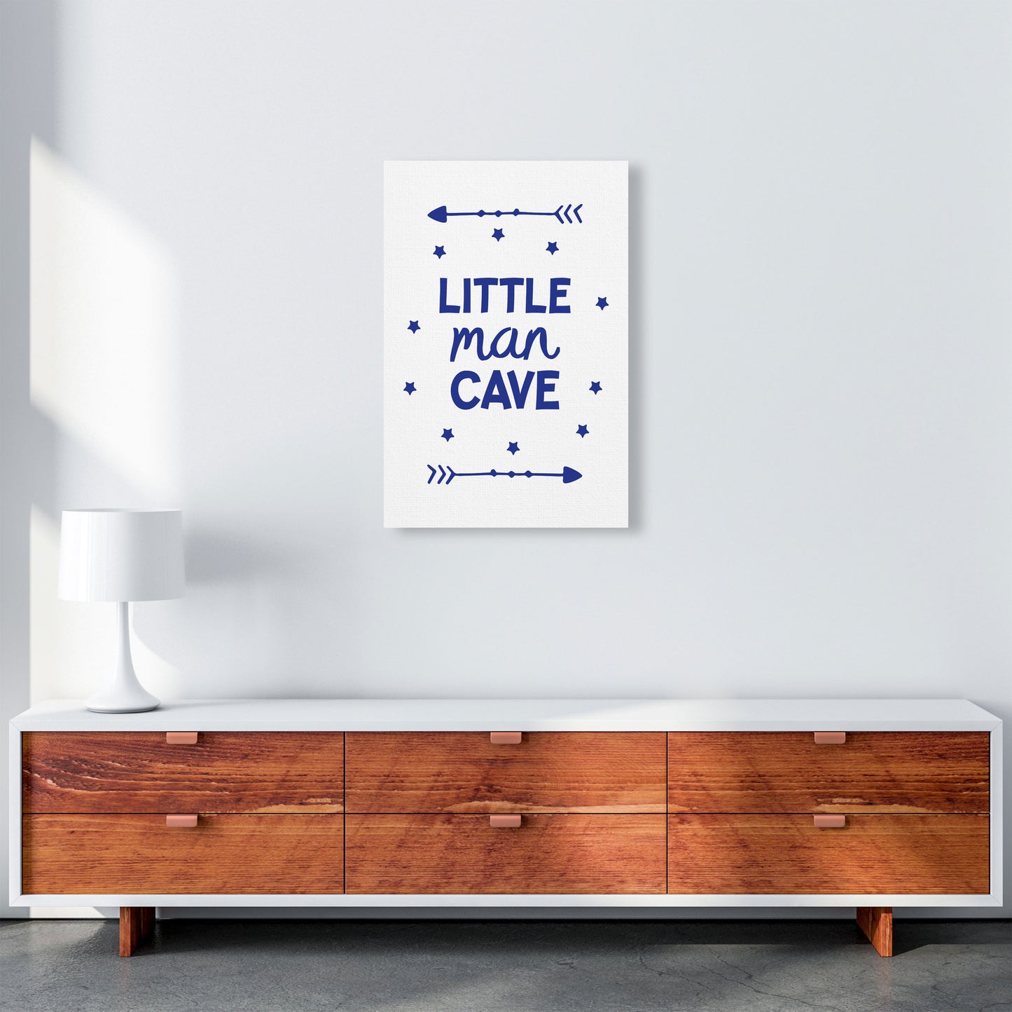 Little Man Cave Navy Arrows Framed Nursey Wall Art Print A2 Canvas