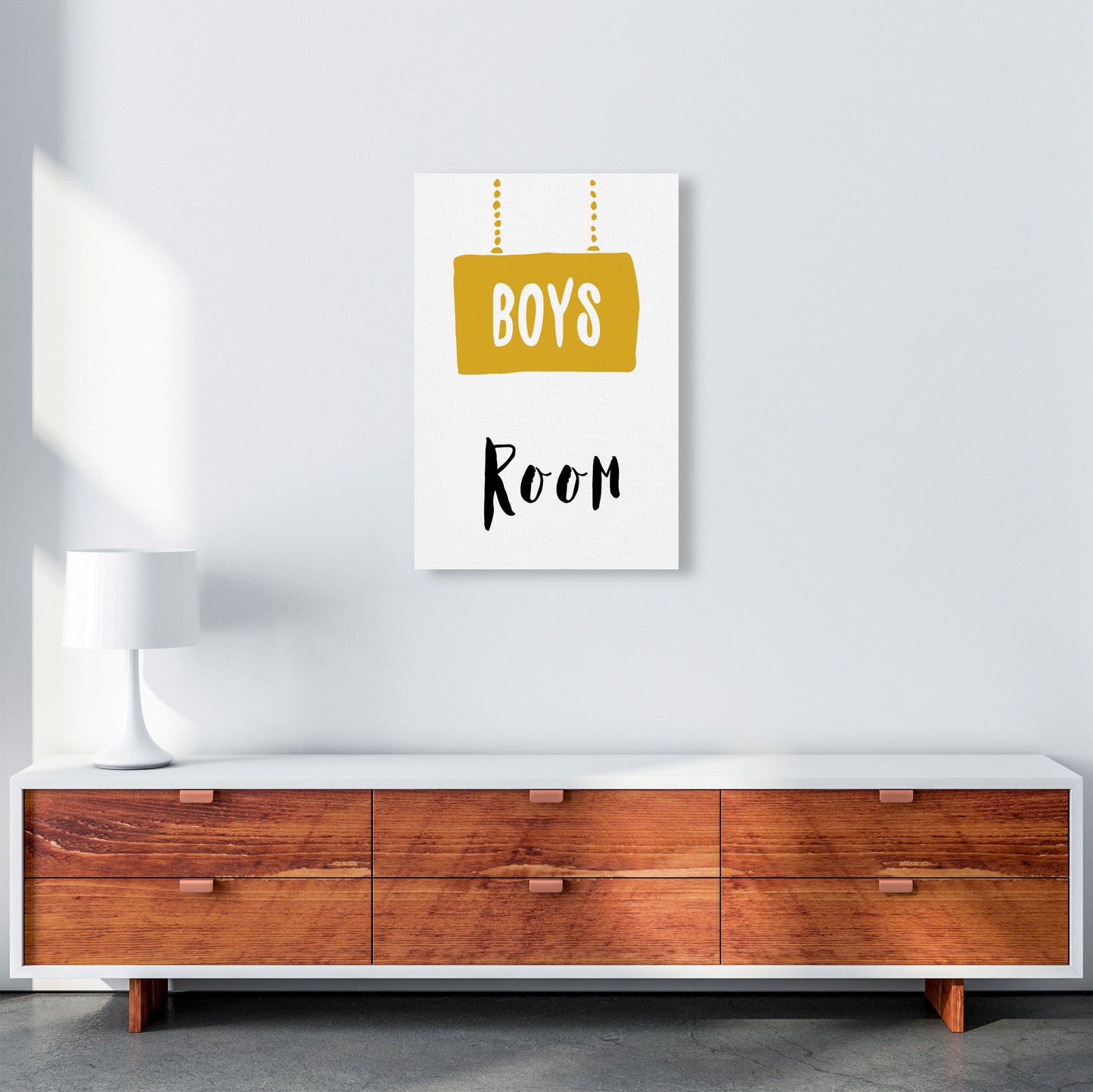 Boys Room Mustard Framed Nursey Wall Art Print A2 Canvas
