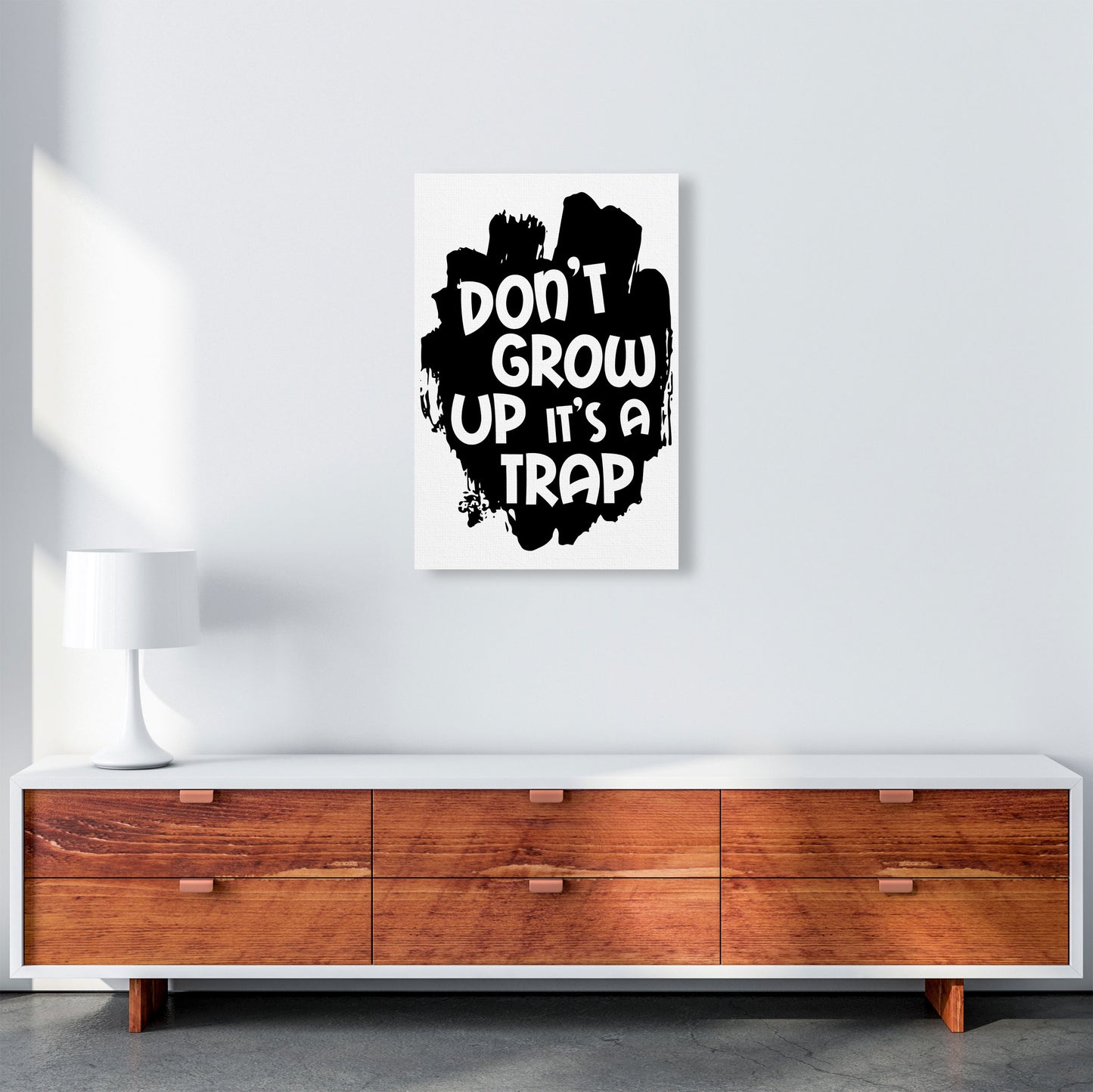 Don't Grow Up It's A Trap Black Framed Typography Wall Art Print A2 Canvas