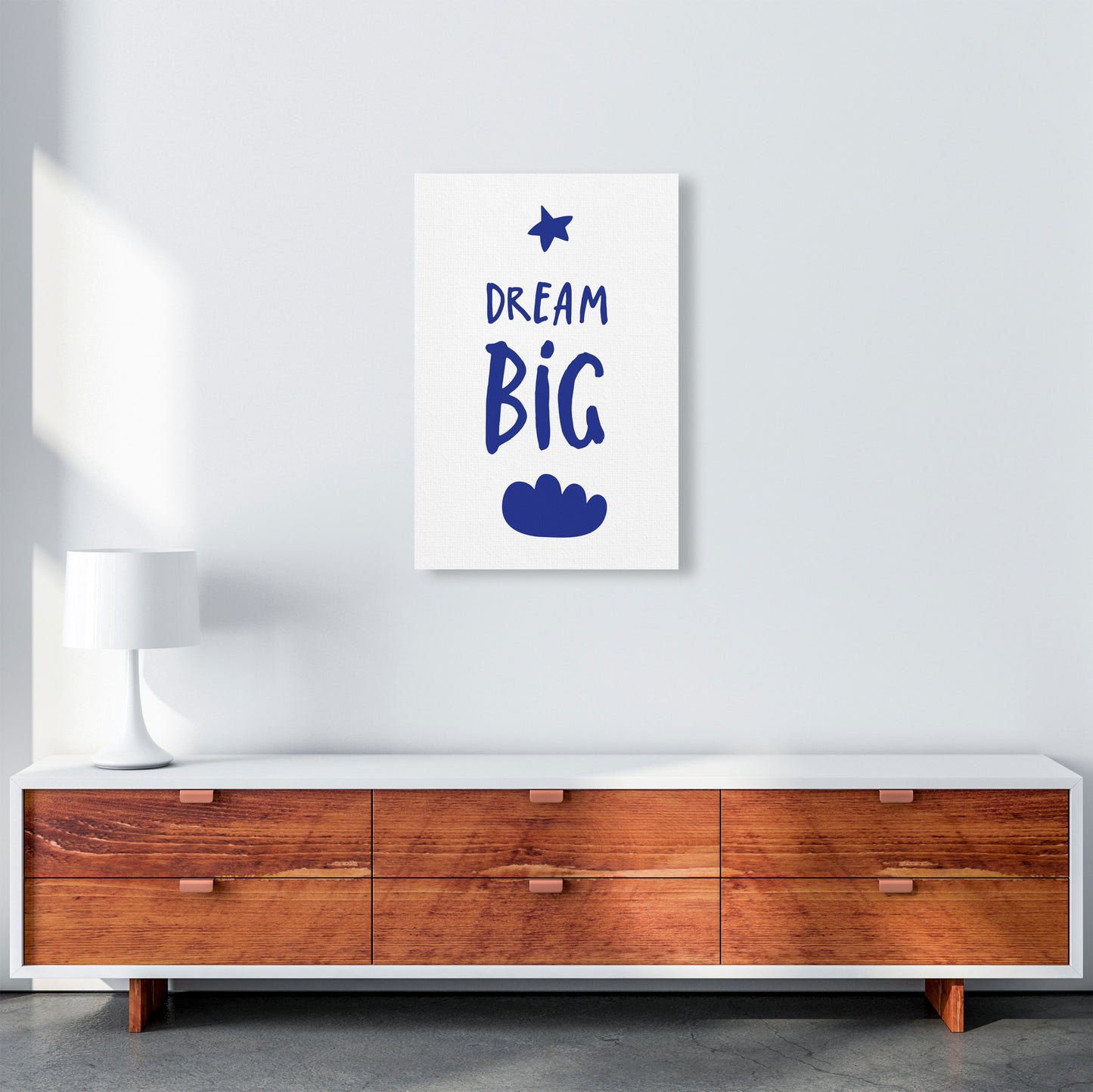 Dream Big Navy Framed Typography Wall Art Print A2 Canvas
