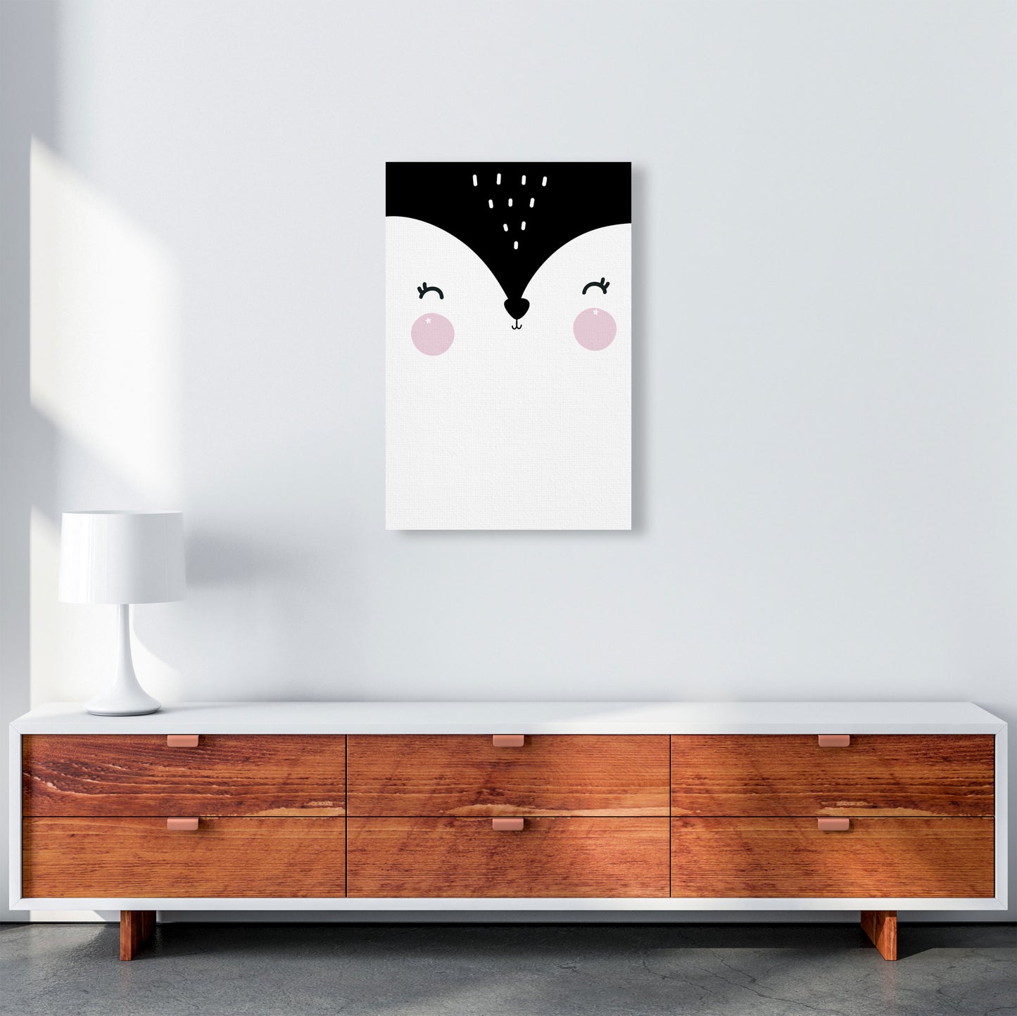 Penguin Face Scandi Modern Print A2 Canvas