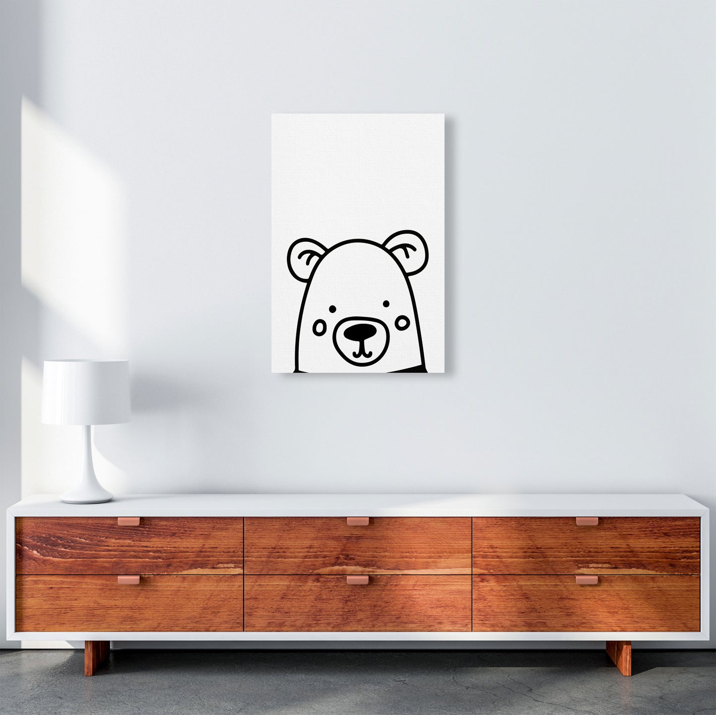 Black And White Bear Modern Print Animal Art Print A2 Canvas