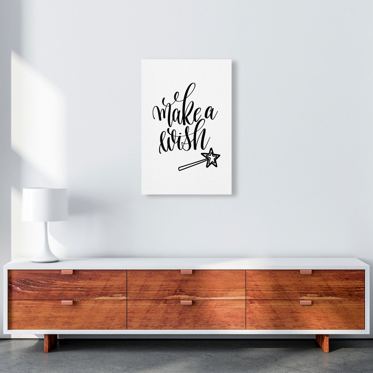 Make A Wish Black Framed Typography Wall Art Print A2 Canvas