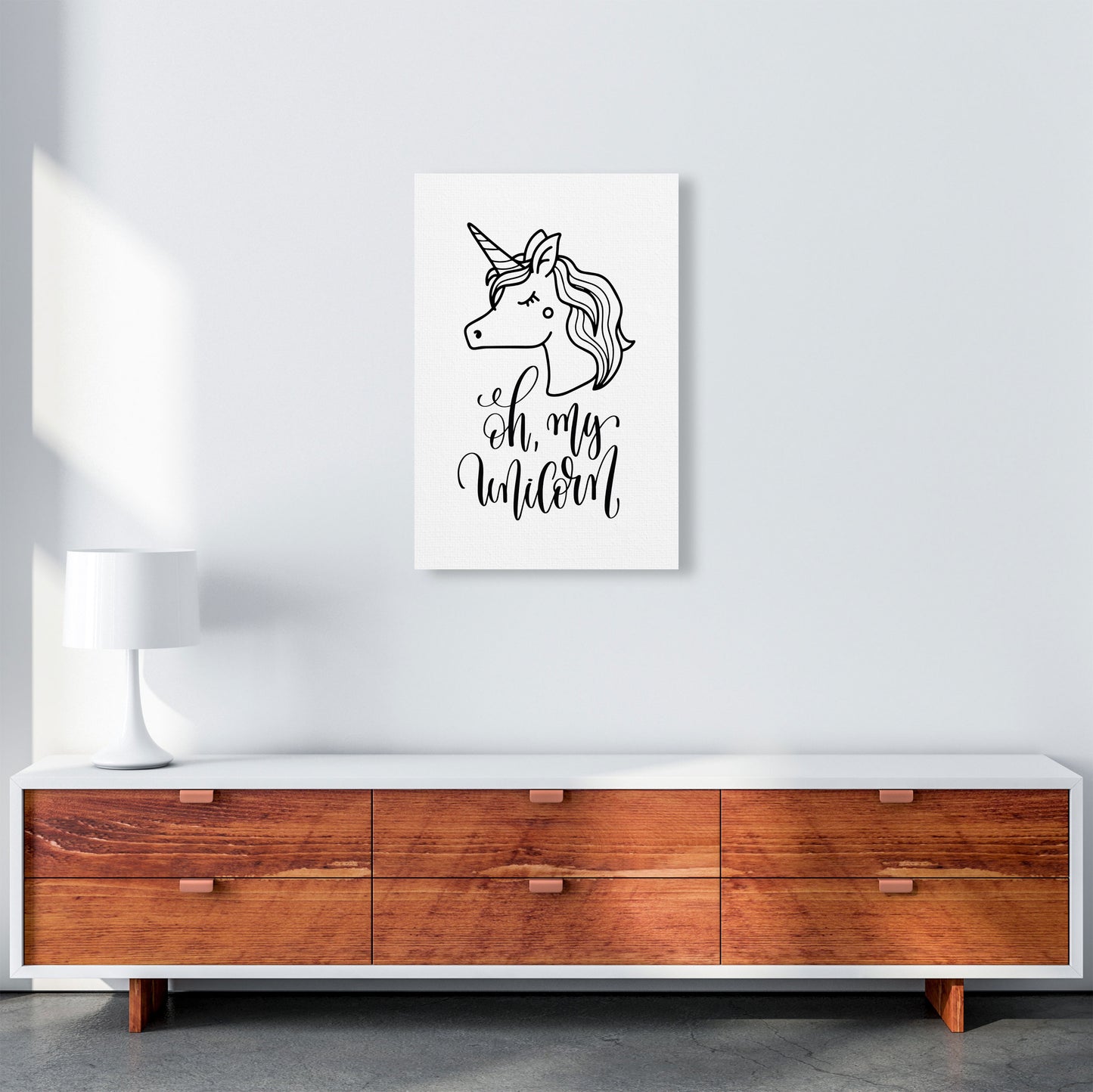 Oh My Unicorn Black Framed Nursey Wall Art Print A2 Canvas