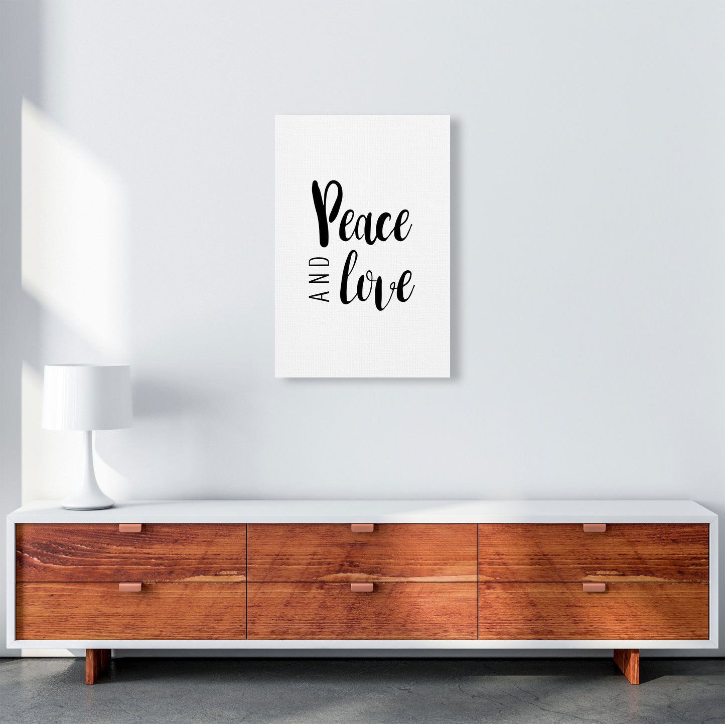 Peace And Love Framed Typography Wall Art Print A2 Canvas