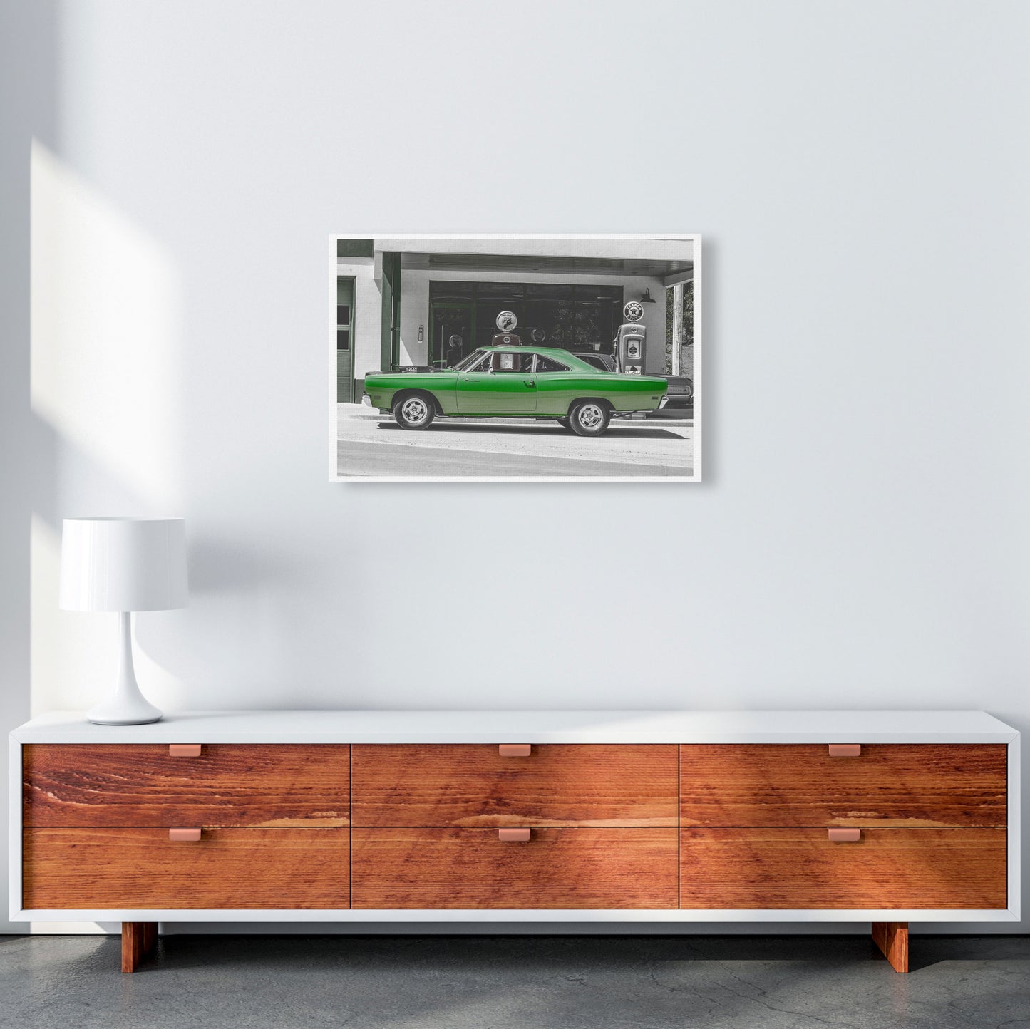 Green Car Modern Print A2 Canvas
