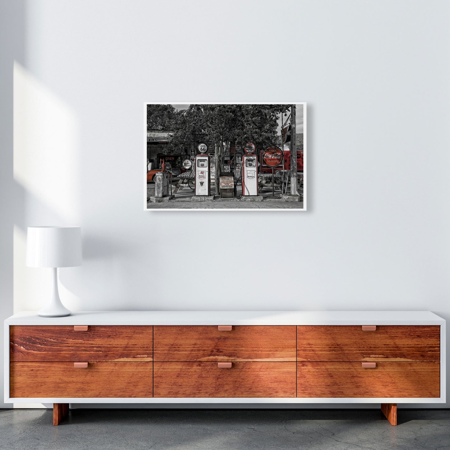 Retro Black And Red Gas Pumps Modern Print A2 Canvas