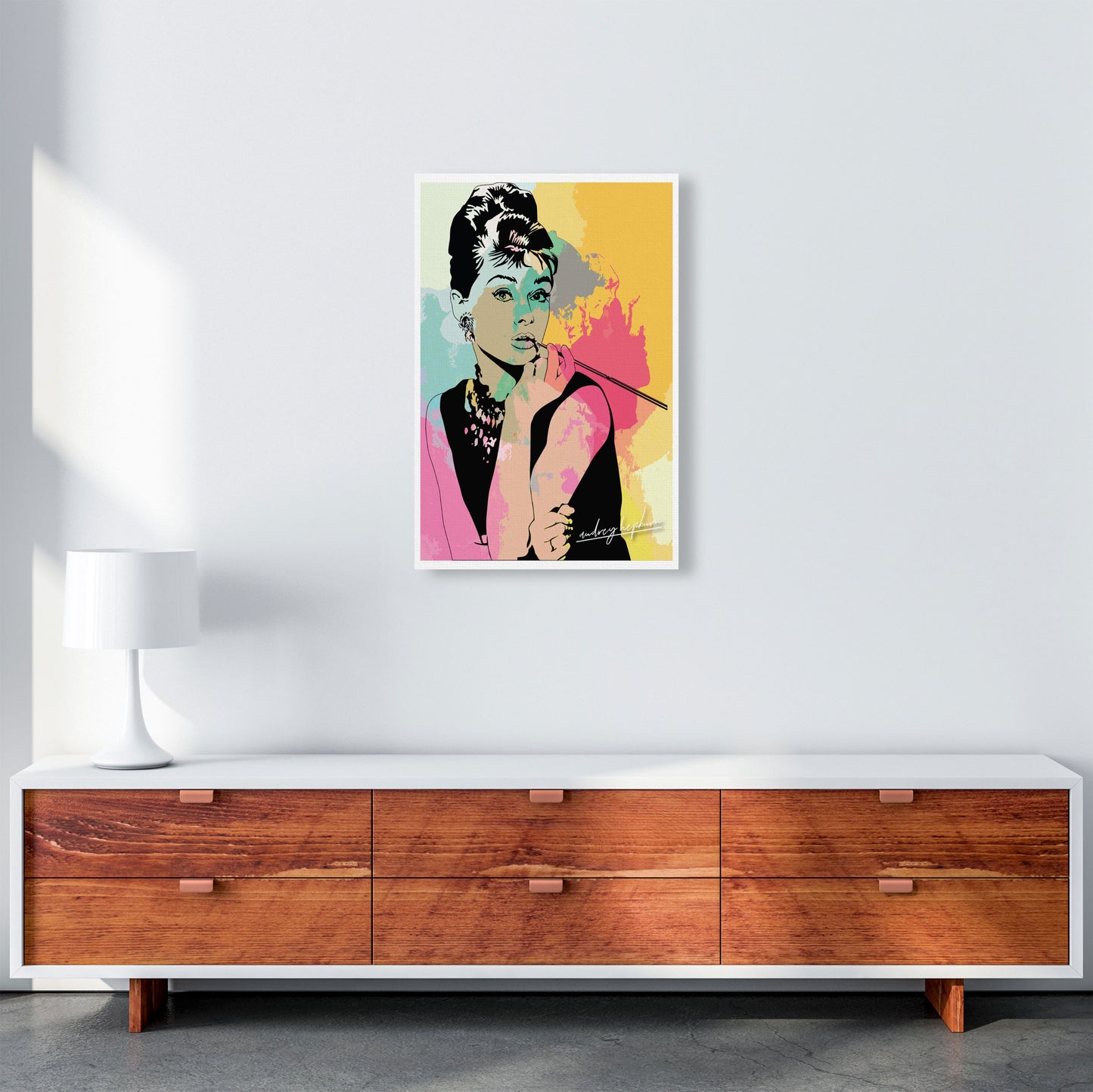 Audrey Hepburn In Colour Modern Print A2 Canvas