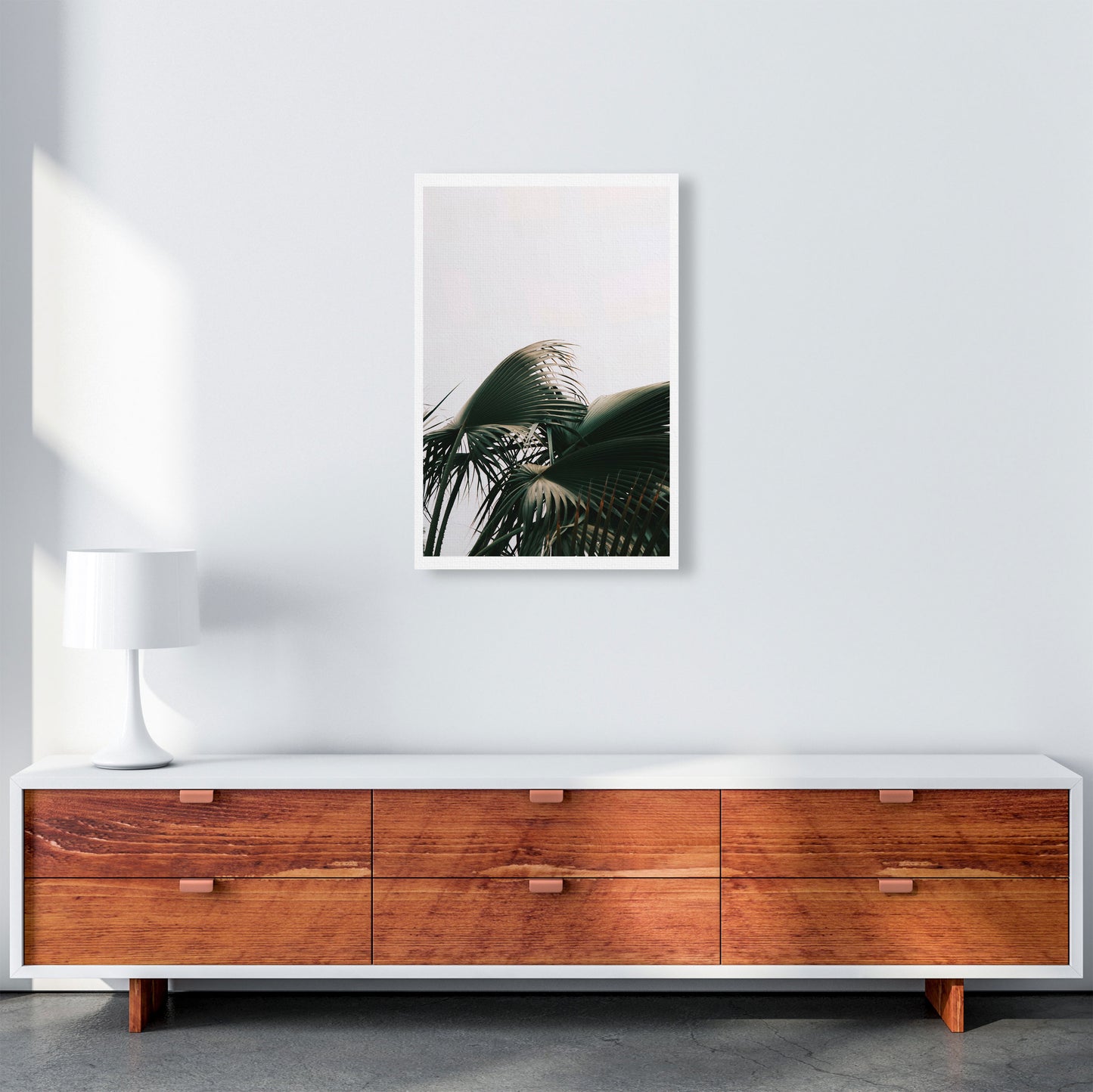 Bushy Palm Leaves Modern Print, Framed Botanical & Nature Art Print A2 Canvas
