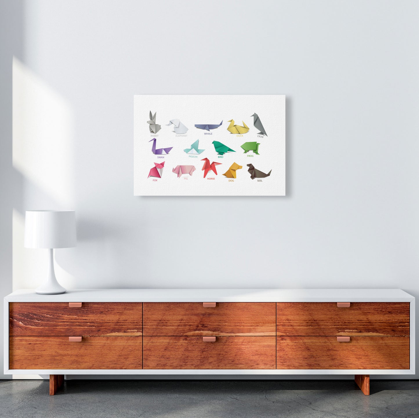 Origami Animals Modern Print A2 Canvas