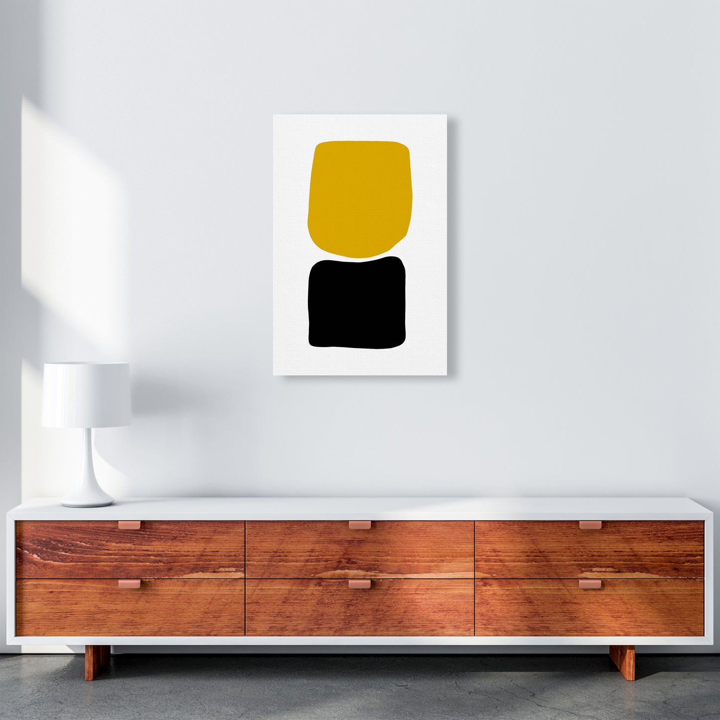 Mustard And Black Abstract Stones 3 Art Print by Pixy Paper A2 Canvas