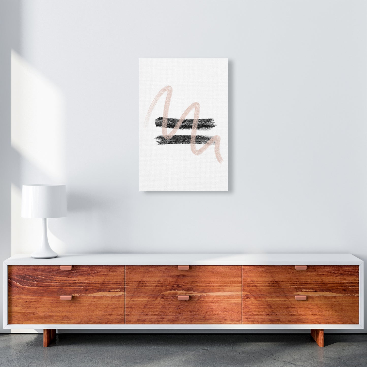 Dalia Chalk Pink And Black Line Contrast Art Print by Pixy Paper A2 Canvas