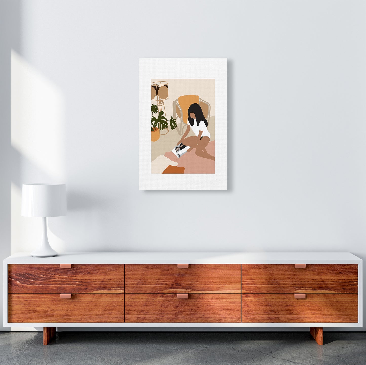 Mica Girl With Magazine N4 Art Print by Pixy Paper A2 Canvas