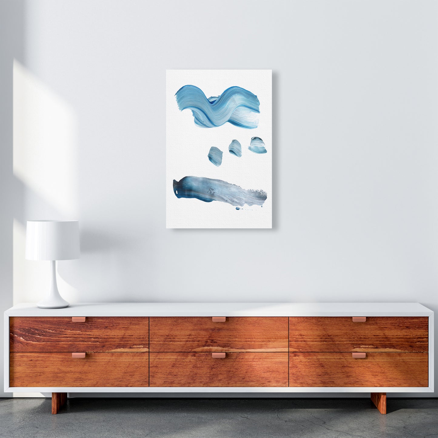 Light Blue Paint Strokes Art Print by Pixy Paper A2 Canvas