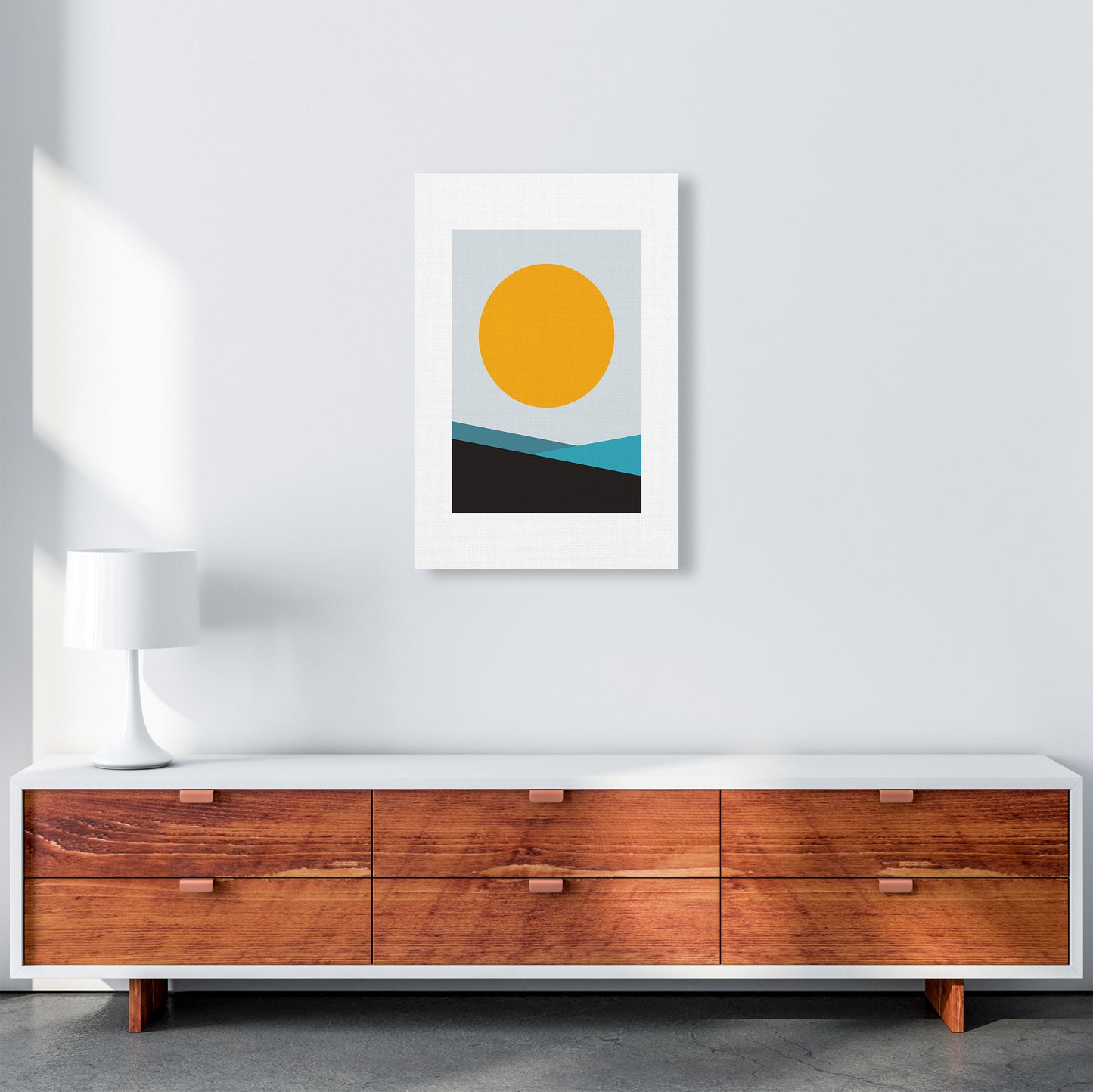 Mita Teal Big Sun N6 Art Print by Pixy Paper A2 Canvas