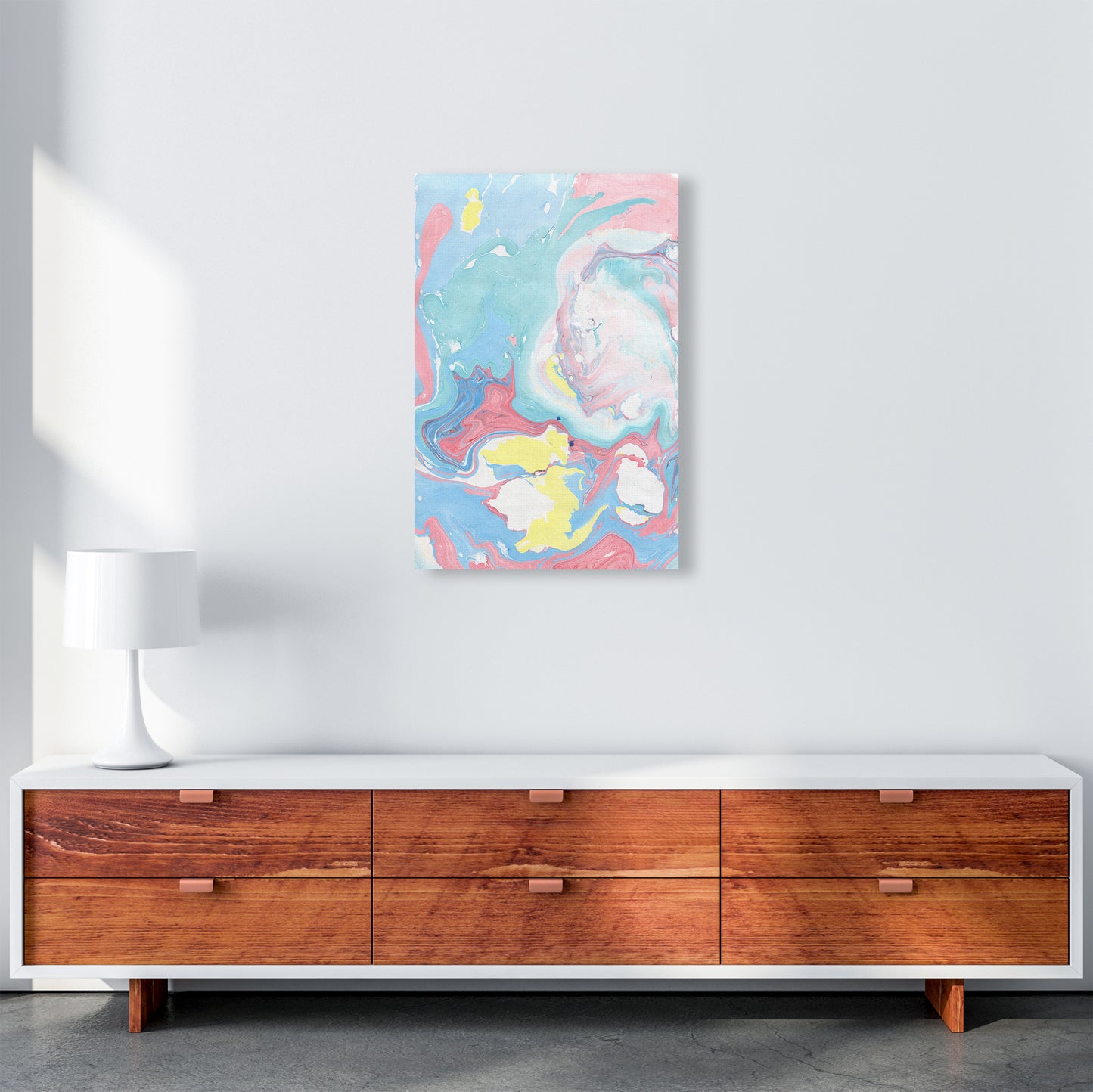 Liquid Mix Rainbow Art Print by Pixy Paper A2 Canvas