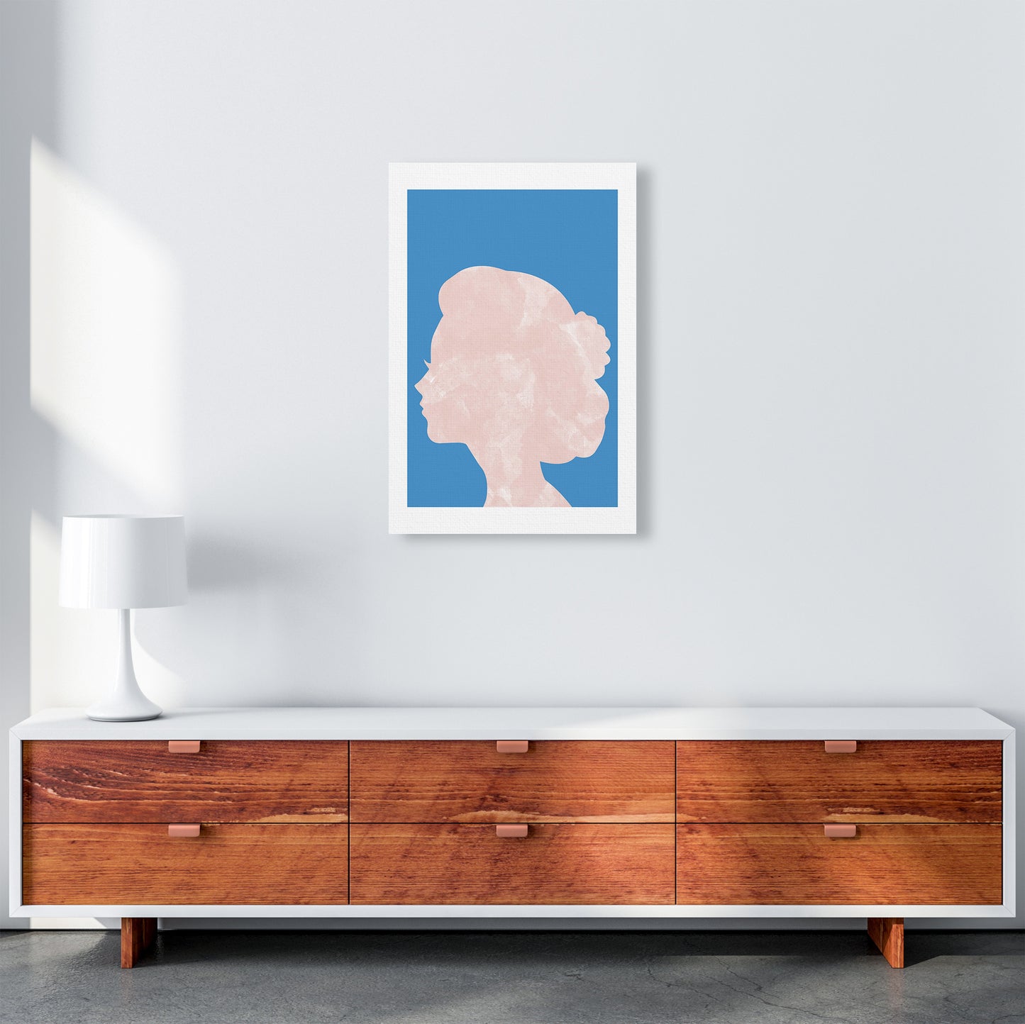 Marble Head Blue Art Print by Pixy Paper A2 Canvas