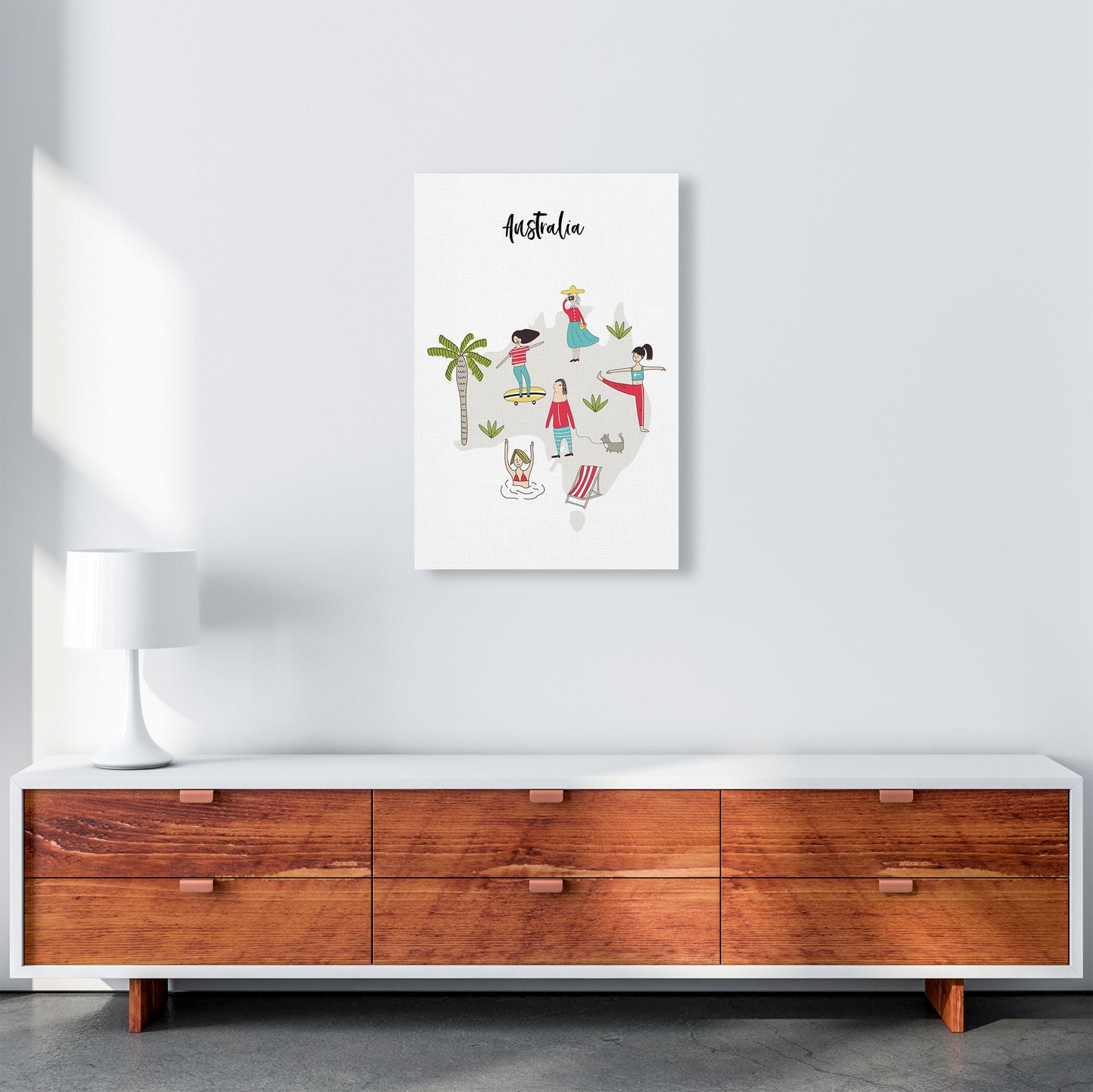 Australia Map Art Print by Pixy Paper A2 Canvas
