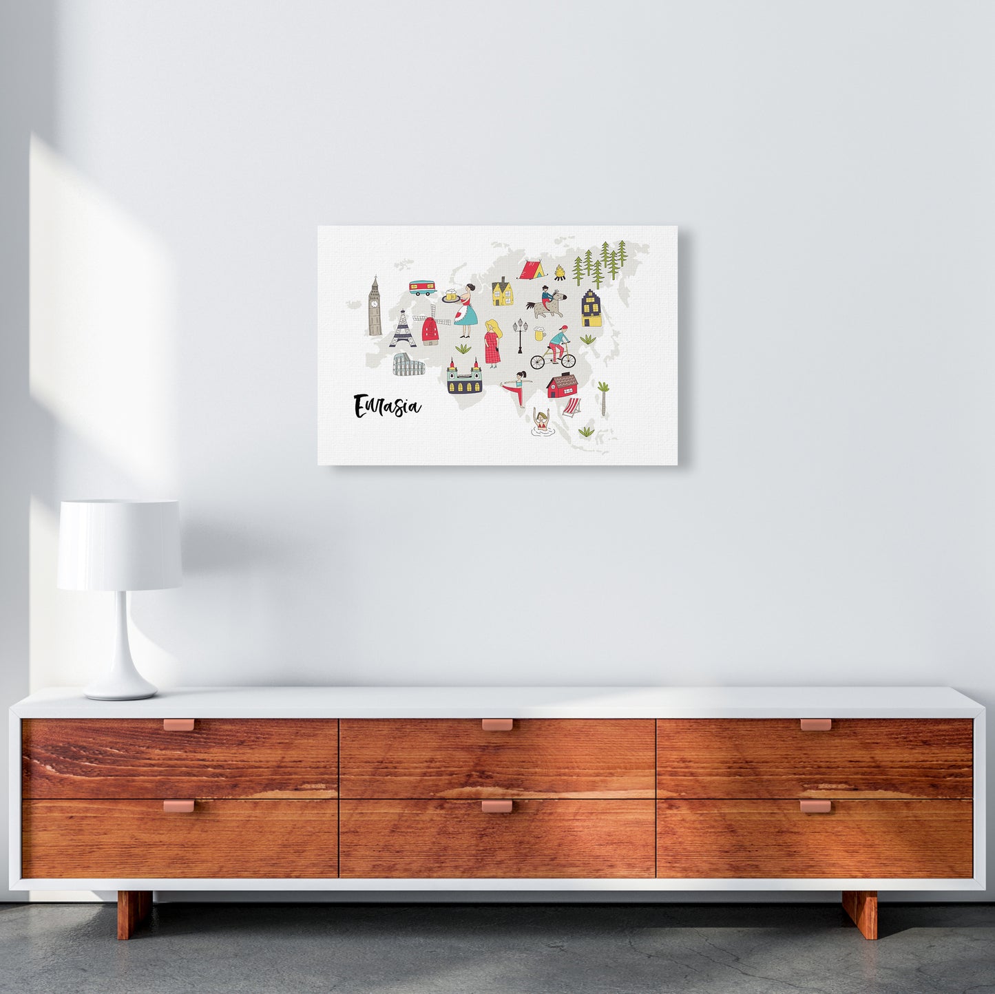 Eurasia Map Art Print by Pixy Paper A2 Canvas