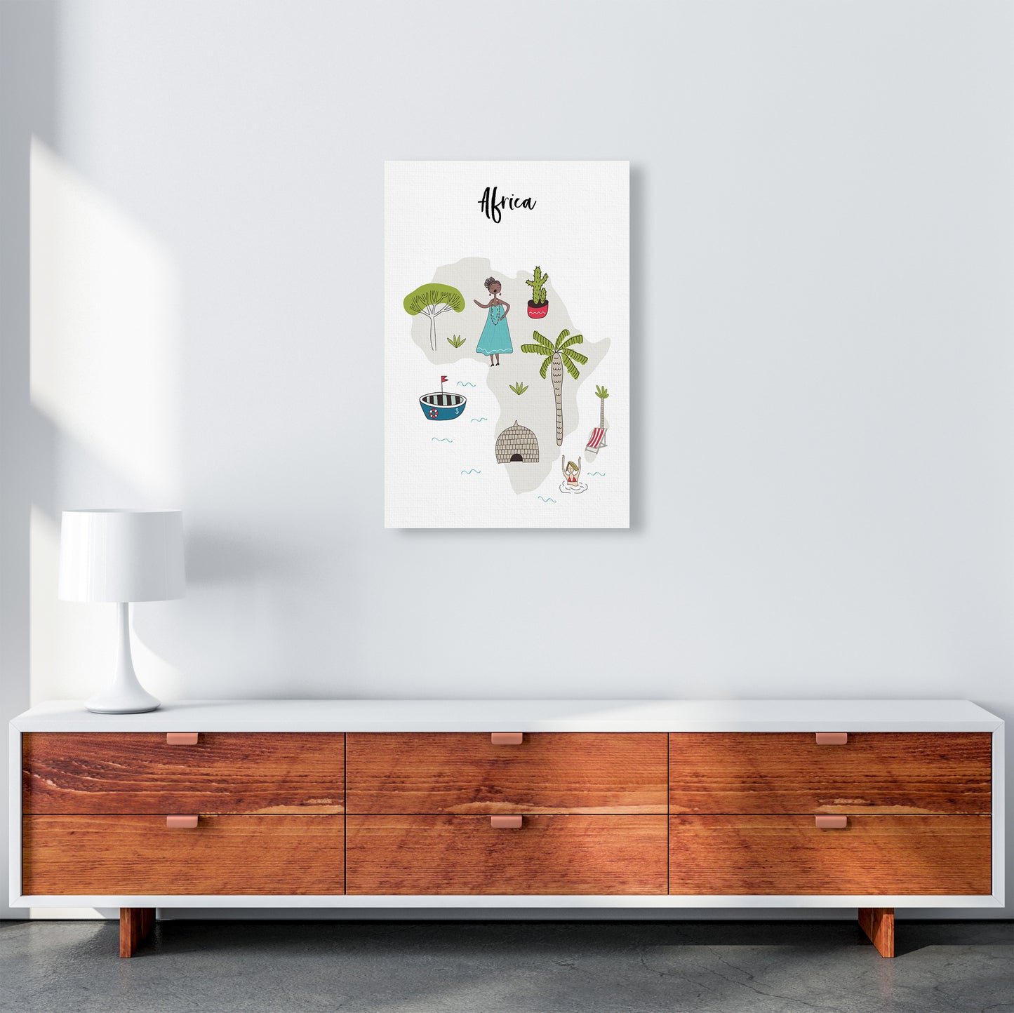Africa Map Art Print by Pixy Paper A2 Canvas