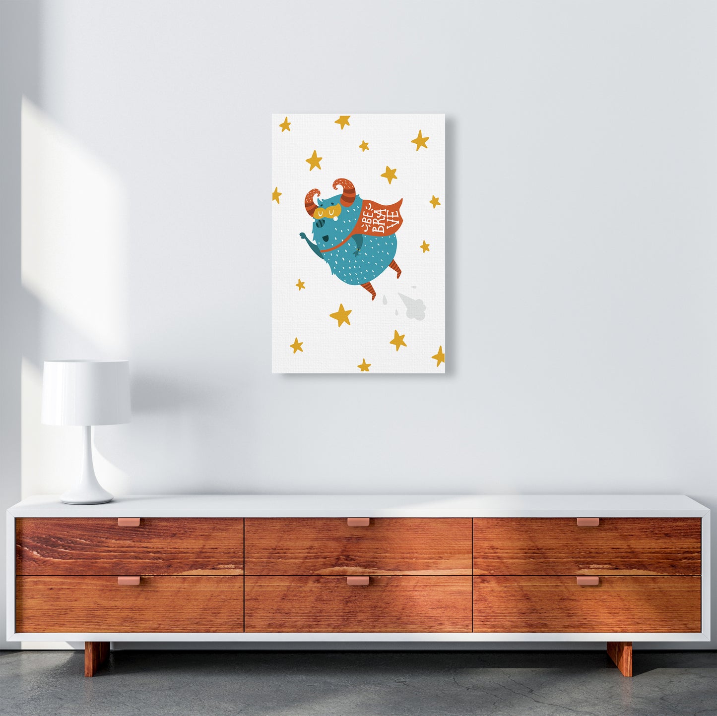 Little Monsters Flying Be Brave Art Print by Pixy Paper A2 Canvas