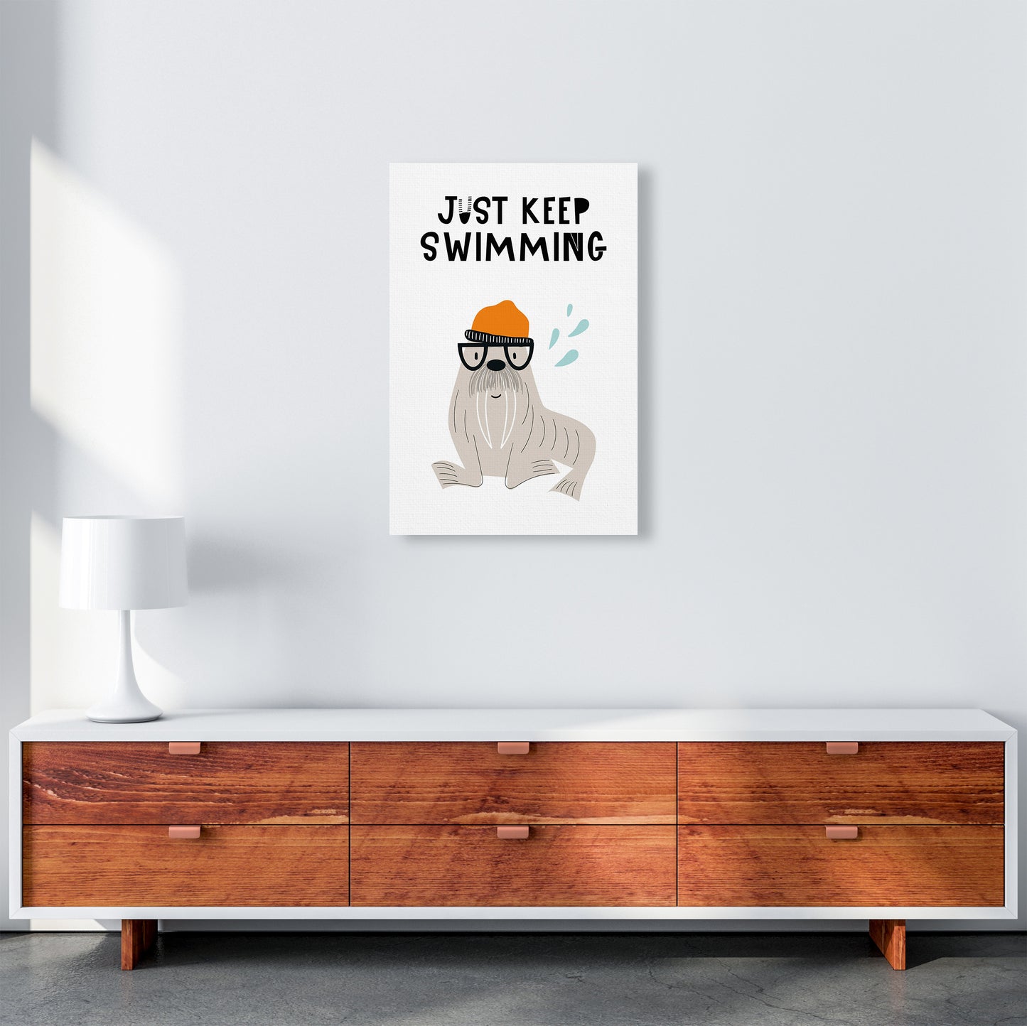 Just Keep Swimming Animal Pop Art Print by Pixy Paper A2 Canvas